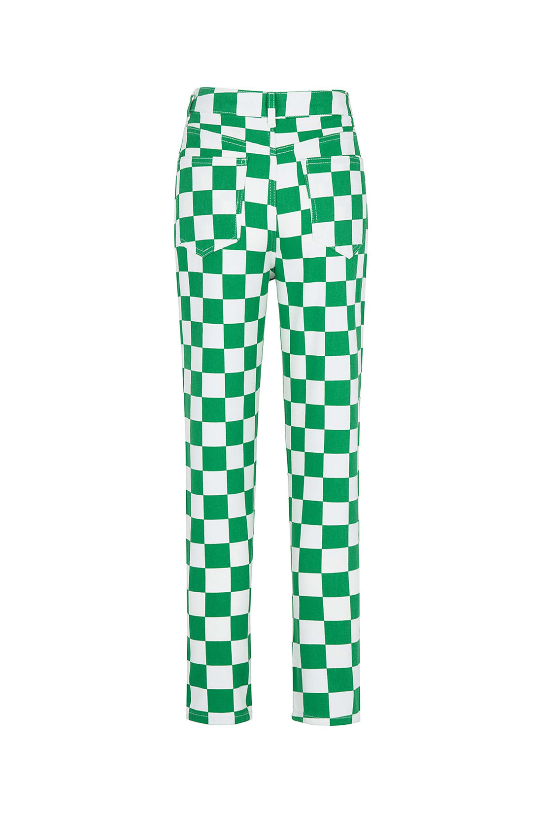 Checker Pattern Mom Jean Trousers