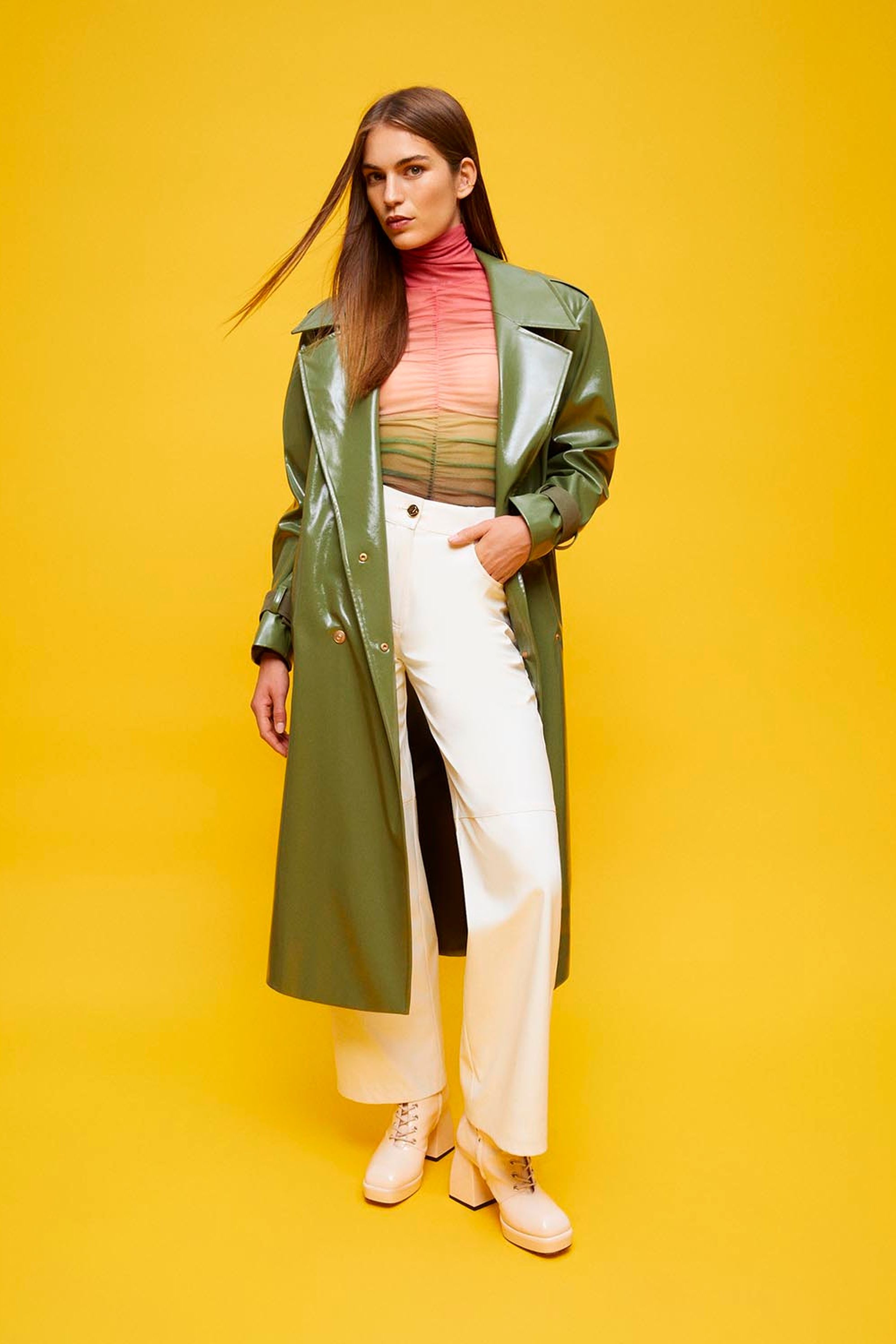 Belted Double Breasted Trench Coat