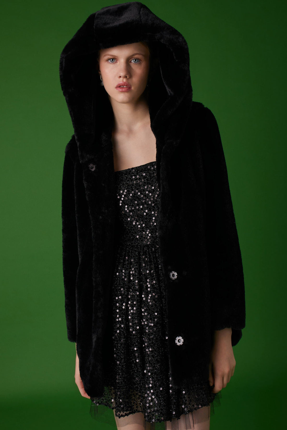 Hooded Faux Fur Coat