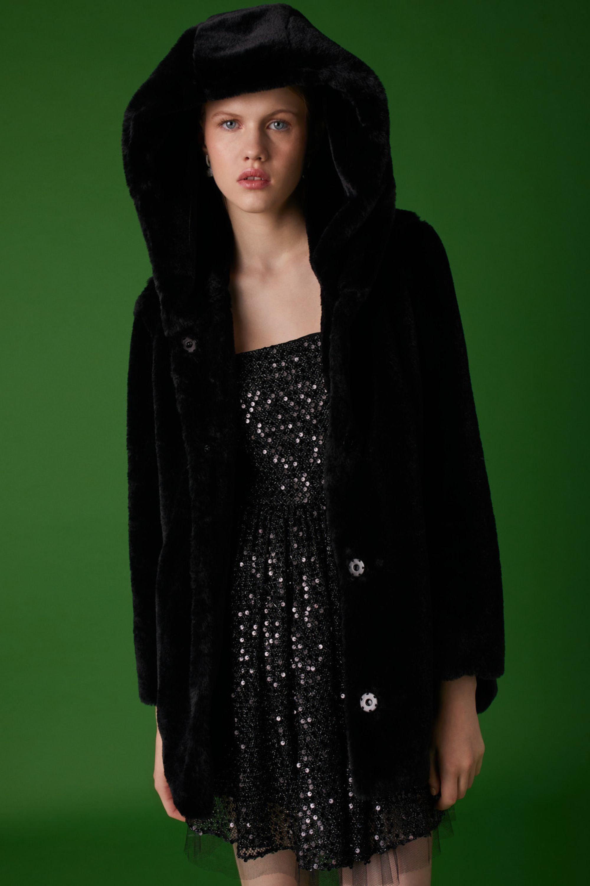 Hooded Faux Fur Coat