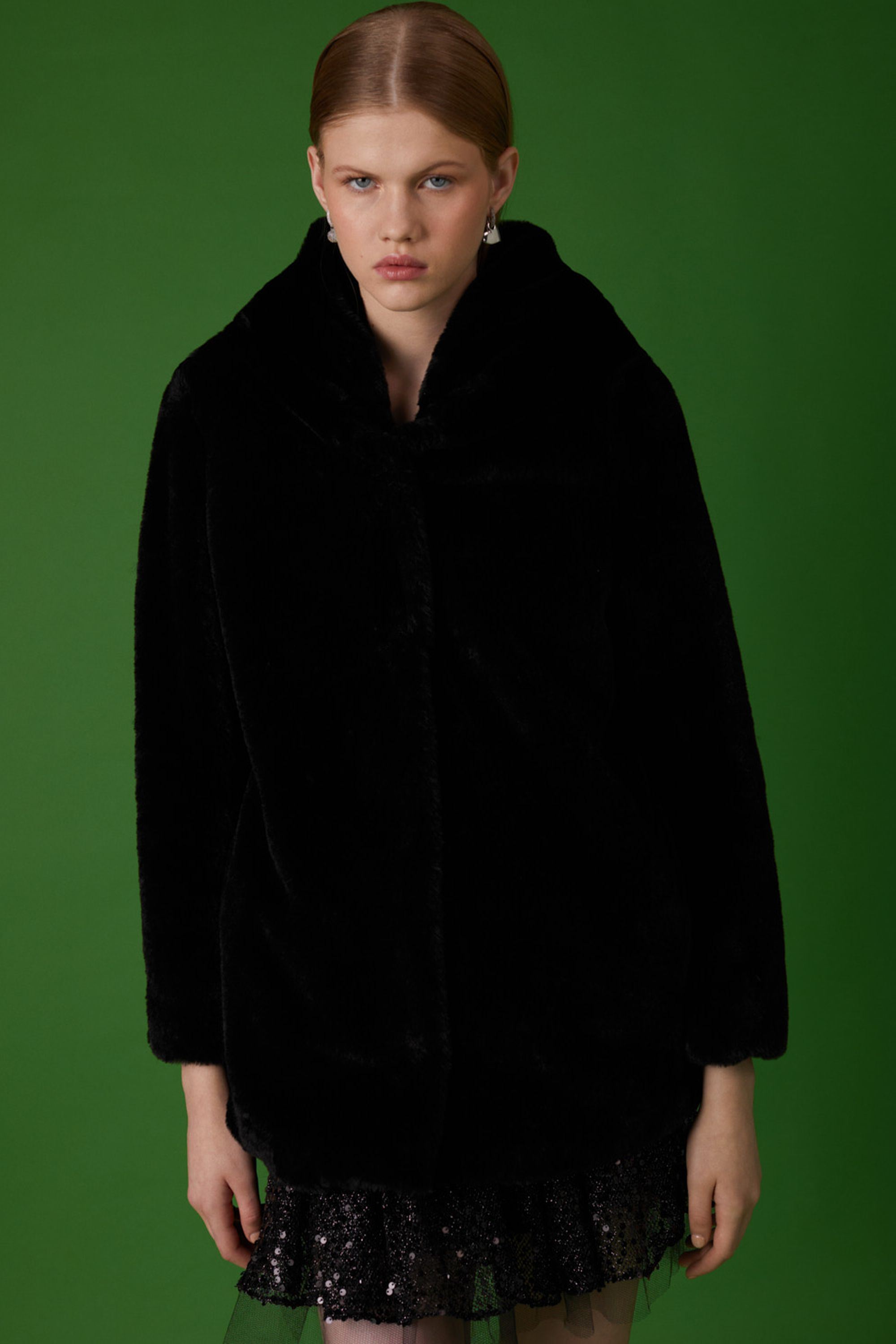 Hooded Faux Fur Coat