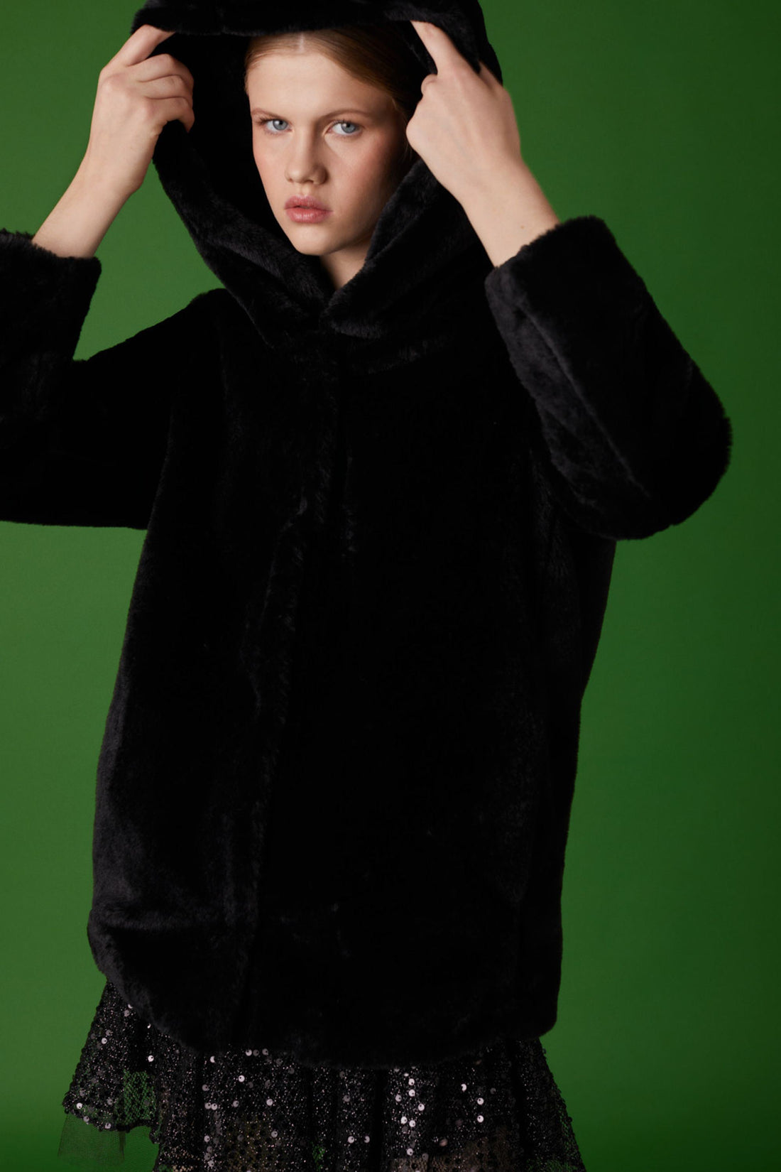 Hooded Faux Fur Coat