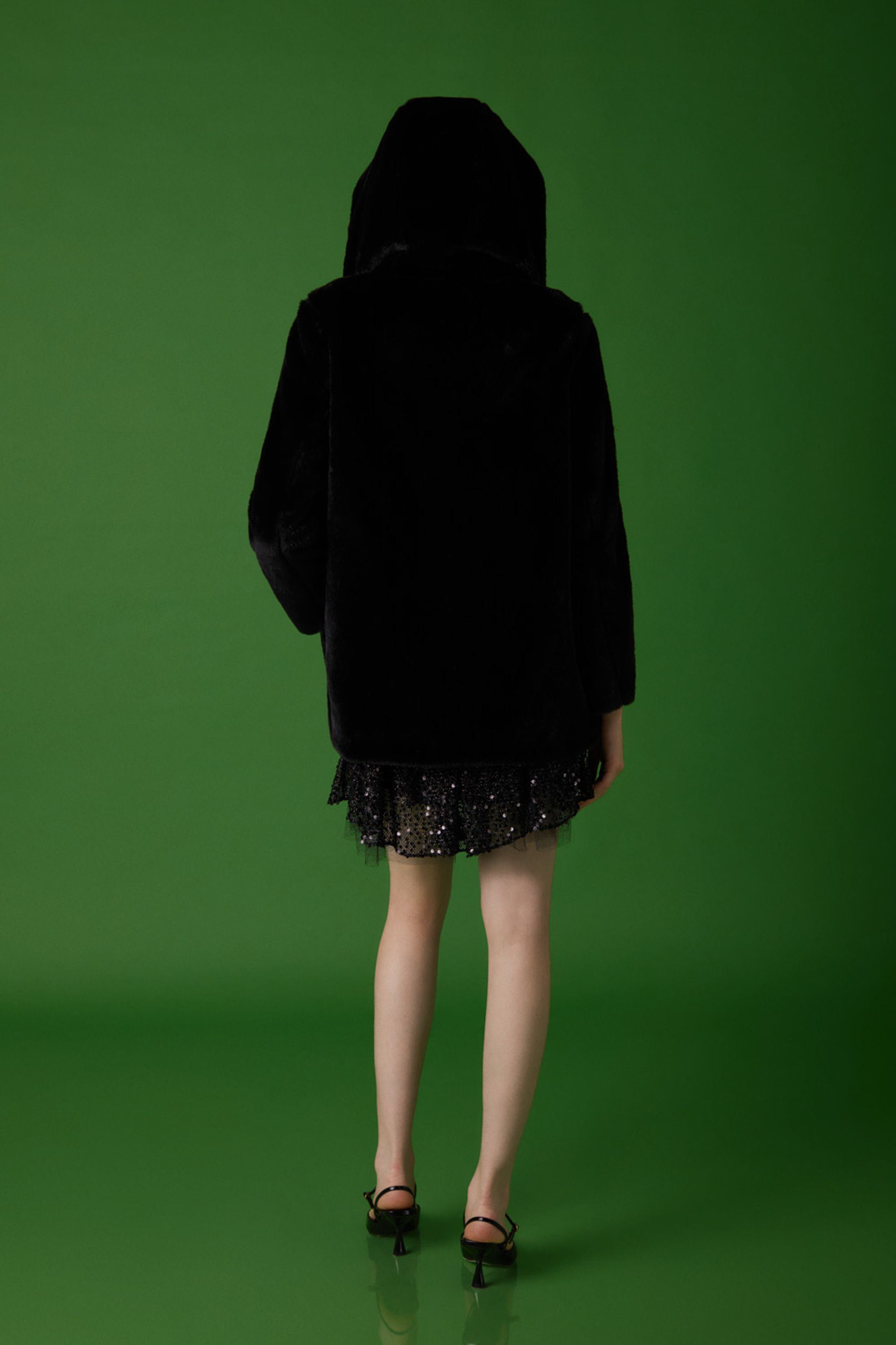 Hooded Faux Fur Coat