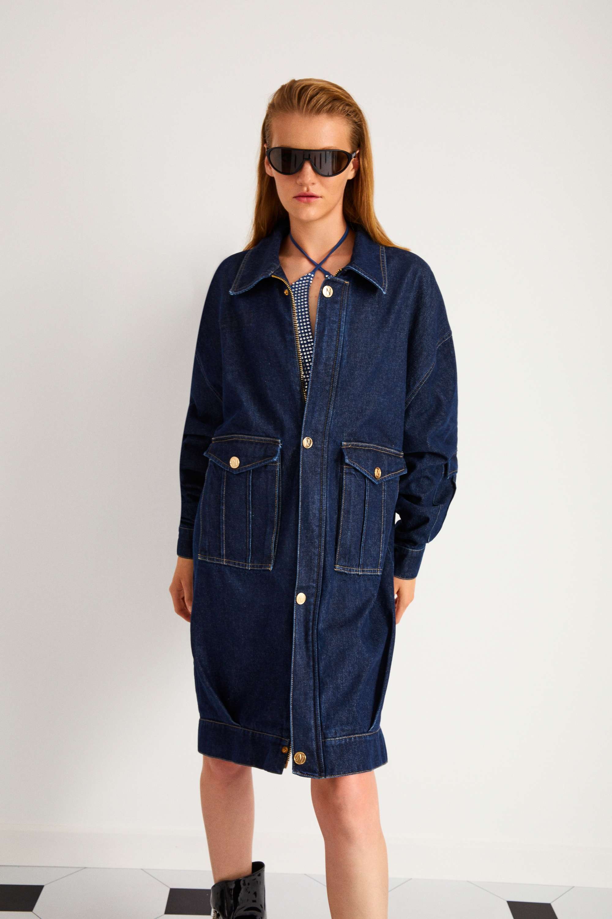 Oversize Denim Trench Coat