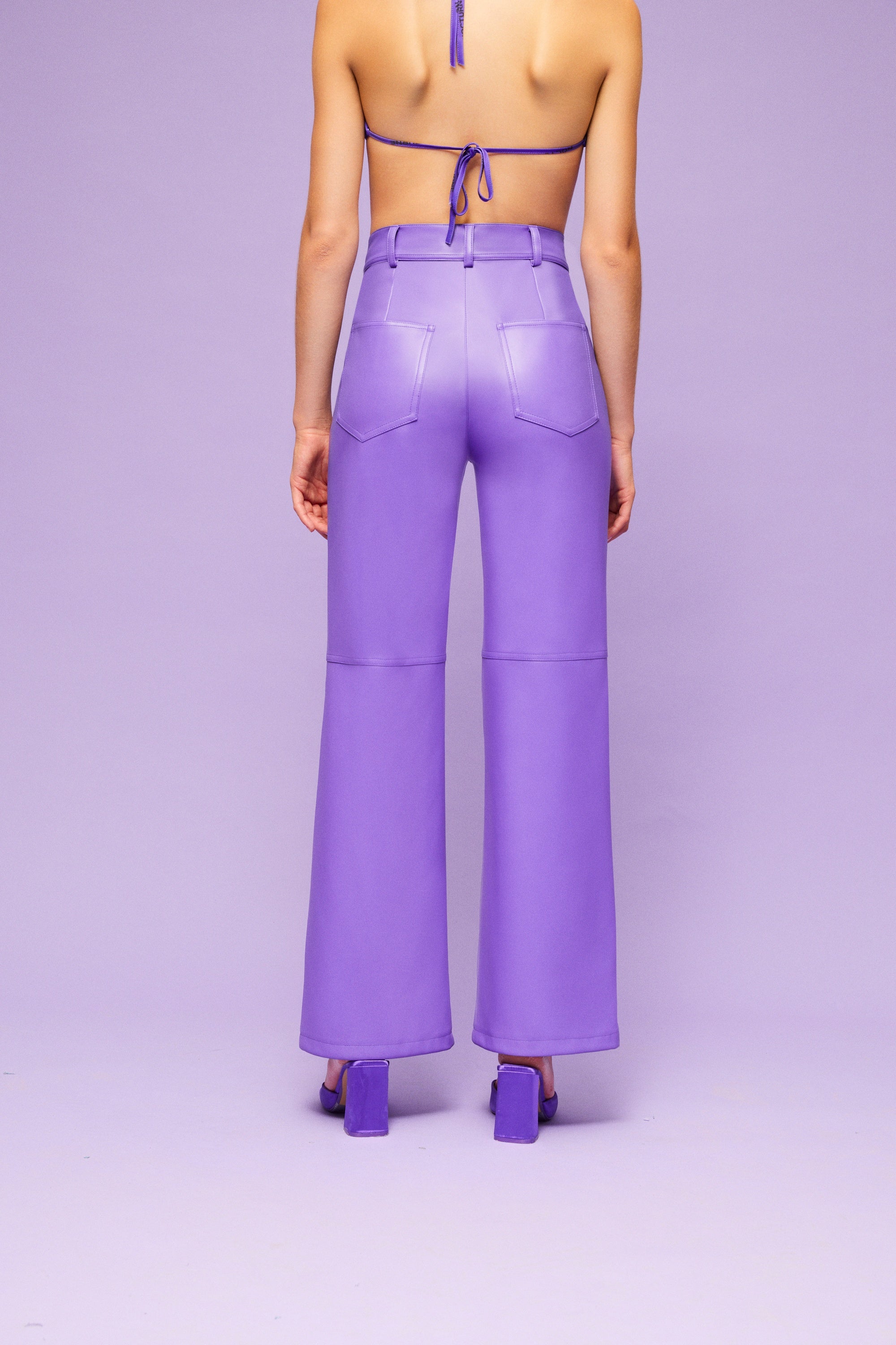 Wide Leg Faux Leather Trousers (Final Sale)