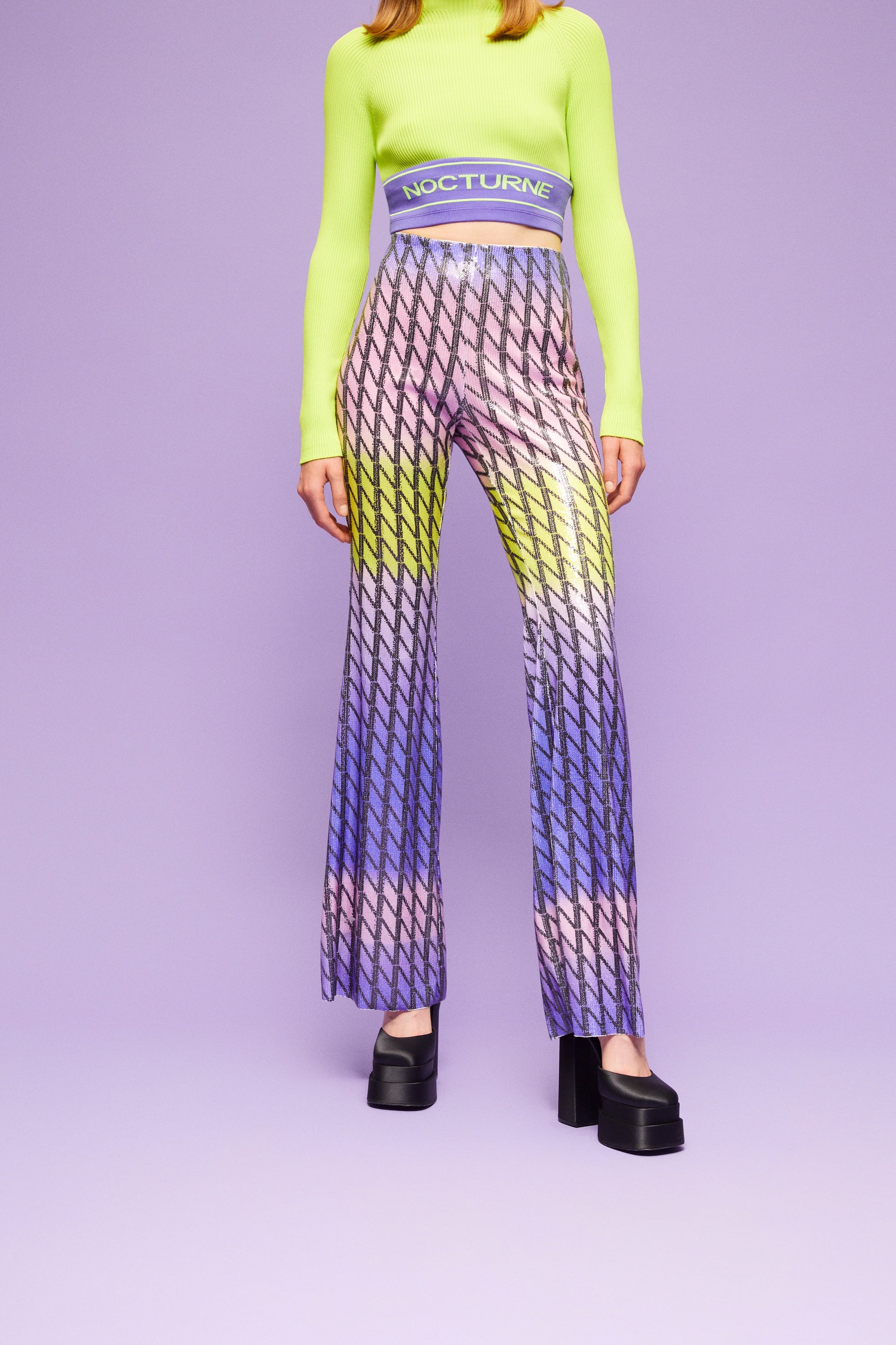 High Waist Sequined Trousers
