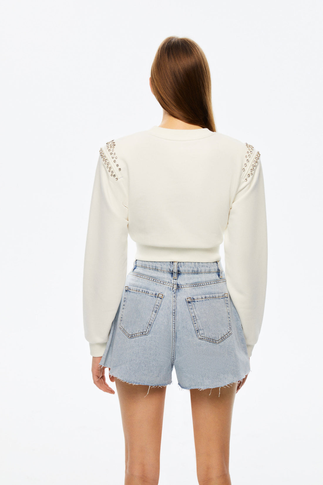 Stone Detailed Jean Shorts