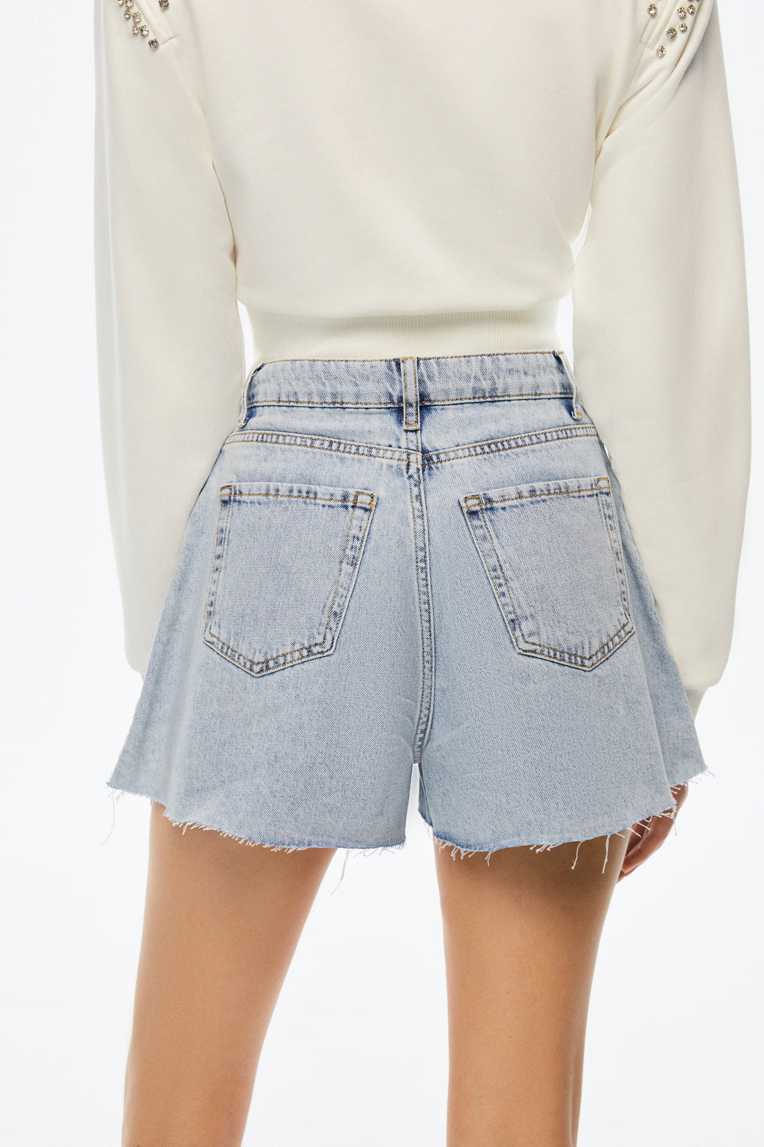 Stone Detailed Jean Shorts