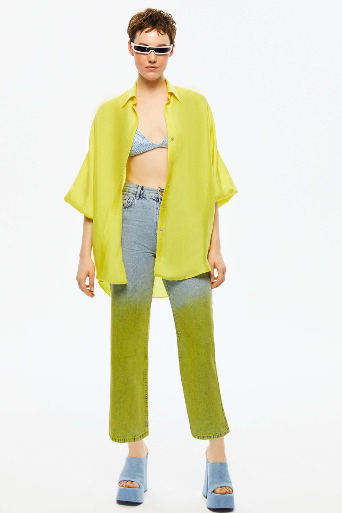 Faded Wide-Leg Jeans