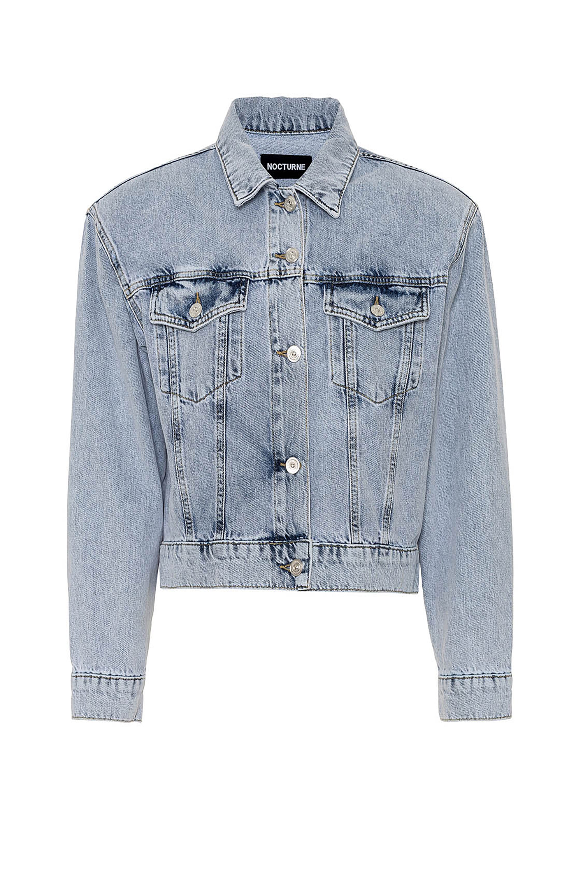 Cropped Jacket with Shoulder Pads