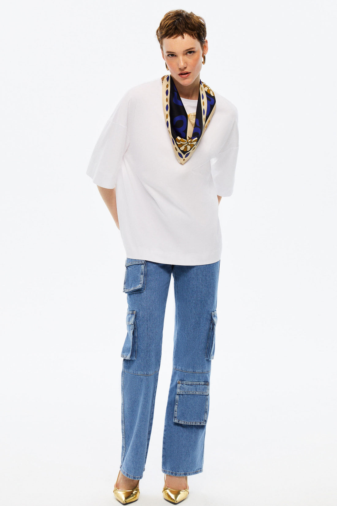 Scarf Detail Oversized T-Shirt