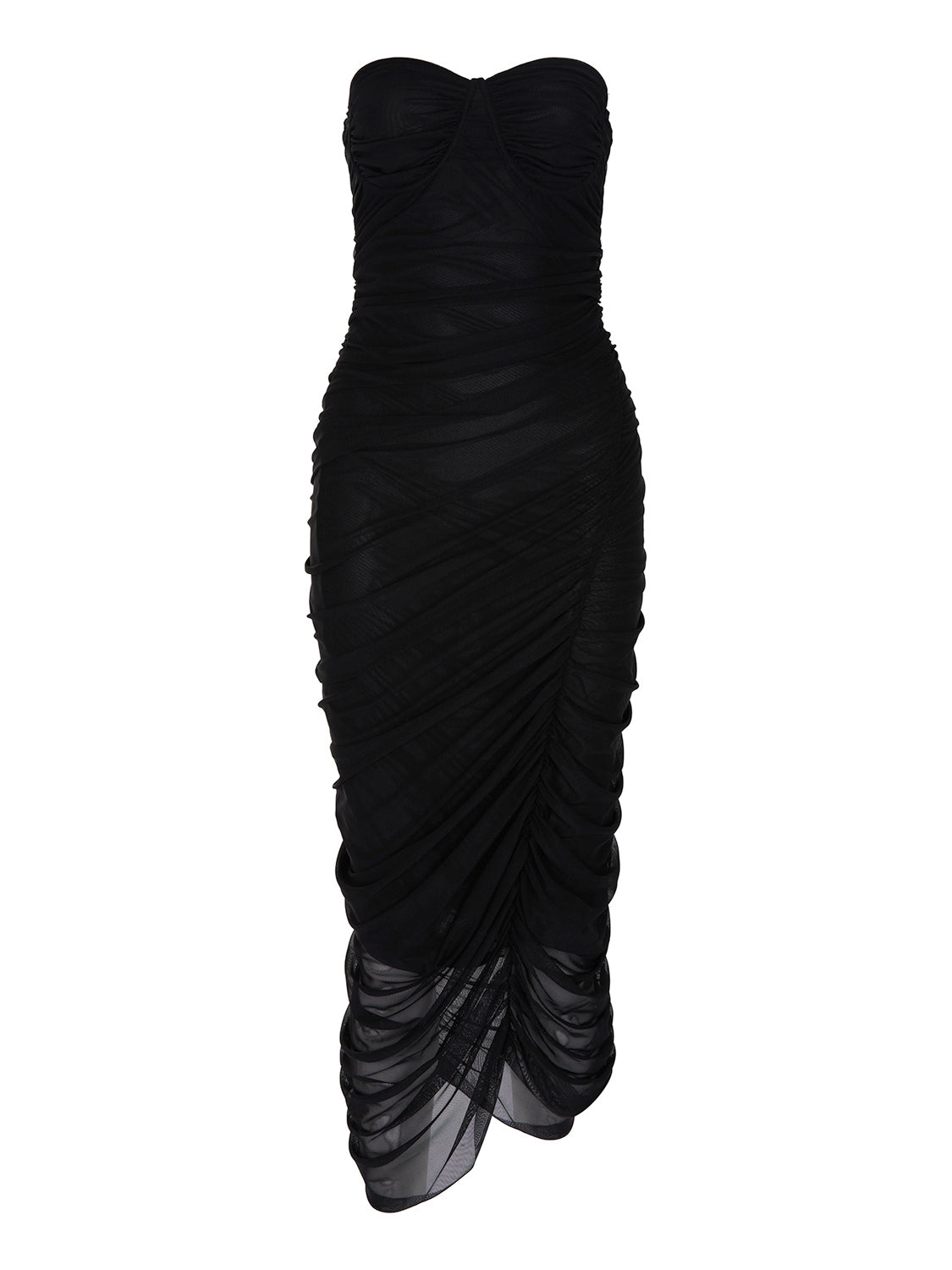 Draped Tulle Strapless Dress