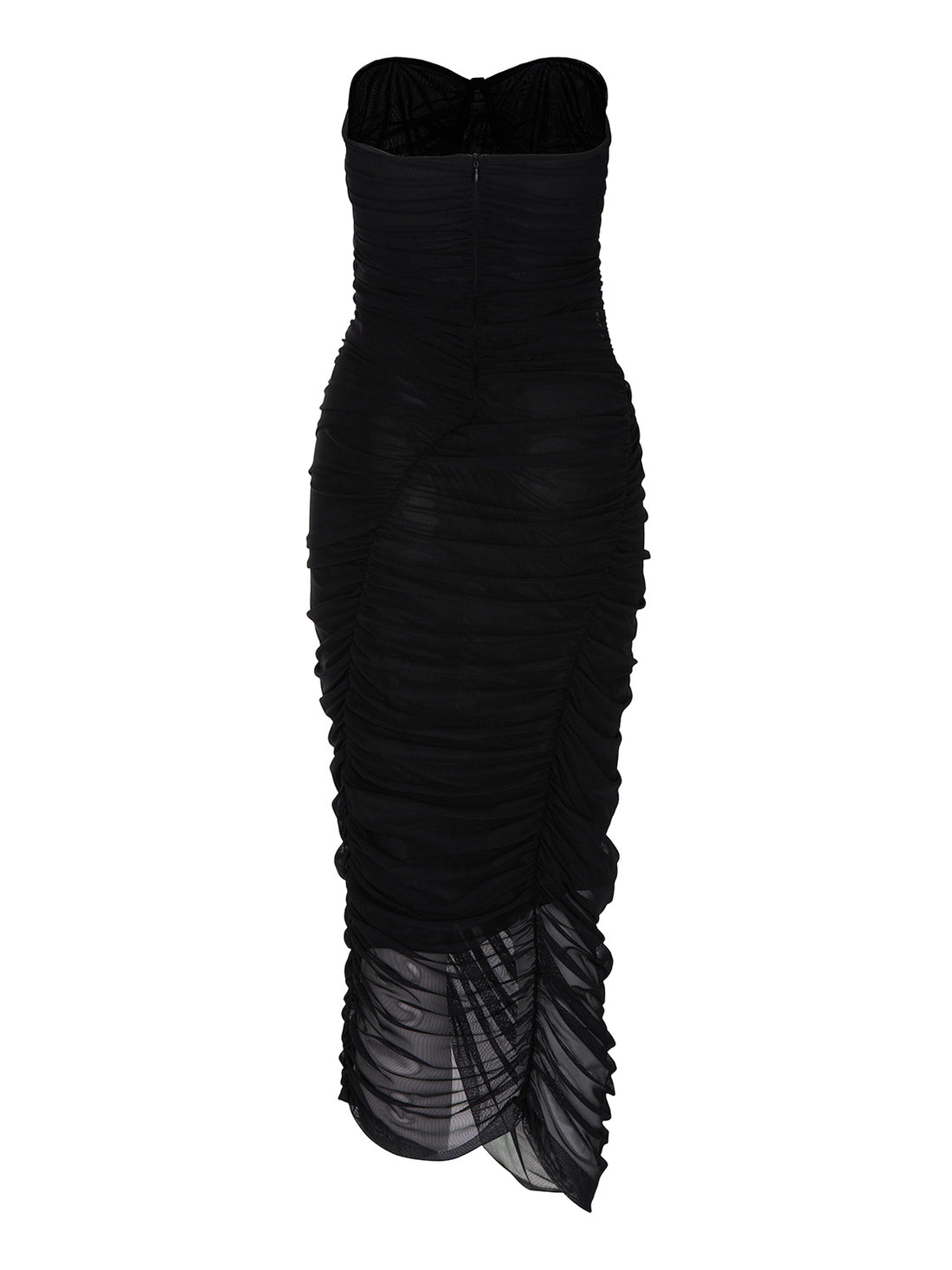 Draped Tulle Strapless Dress