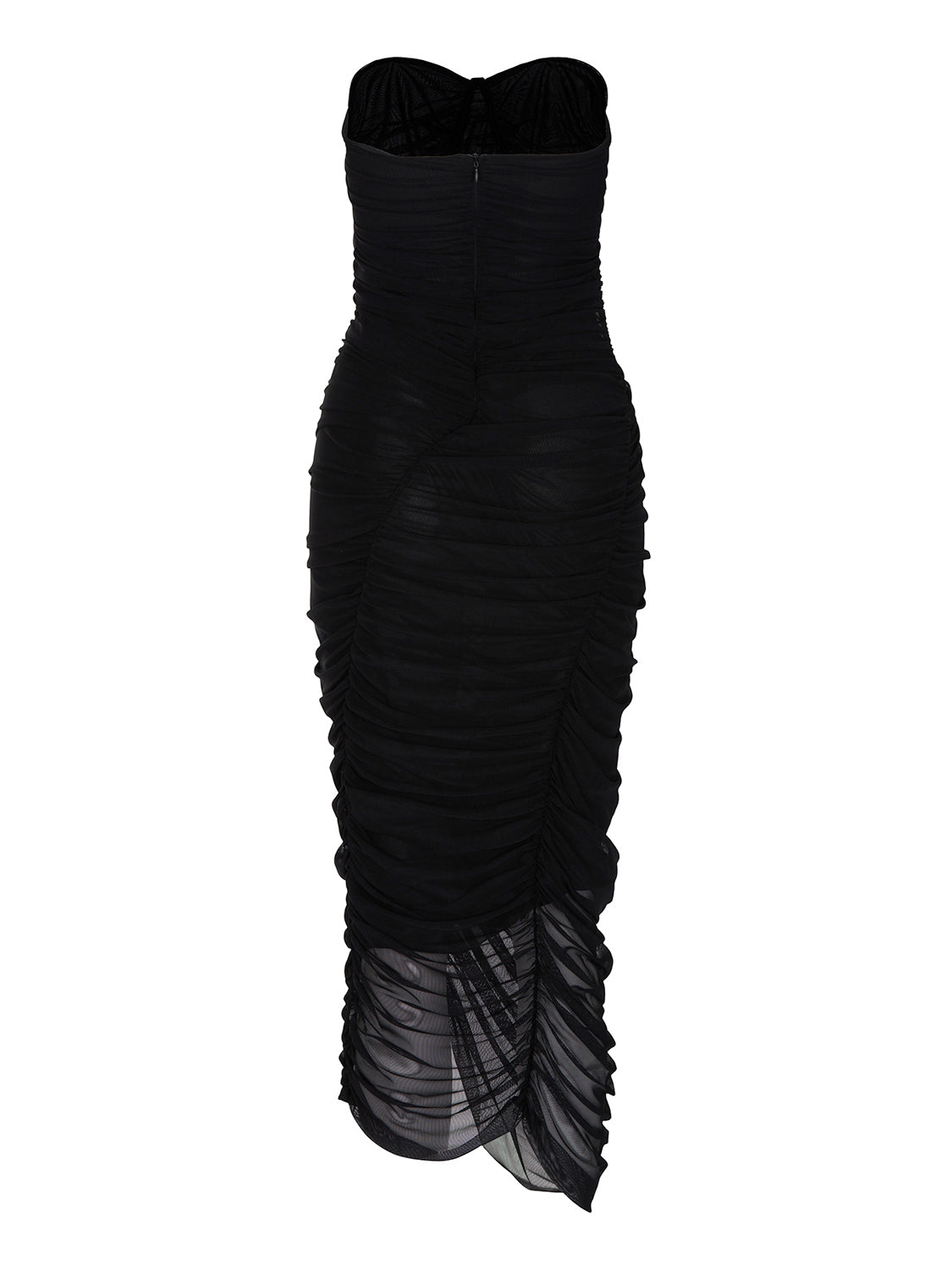 Draped Tulle Strapless Dress