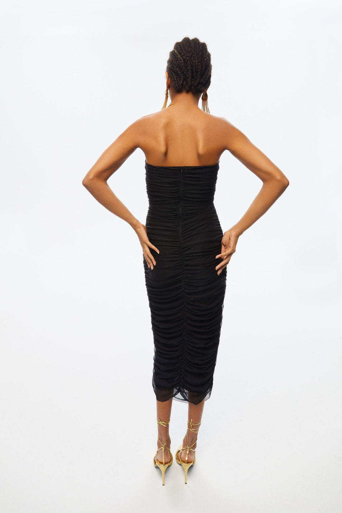 Draped Tulle Strapless Dress