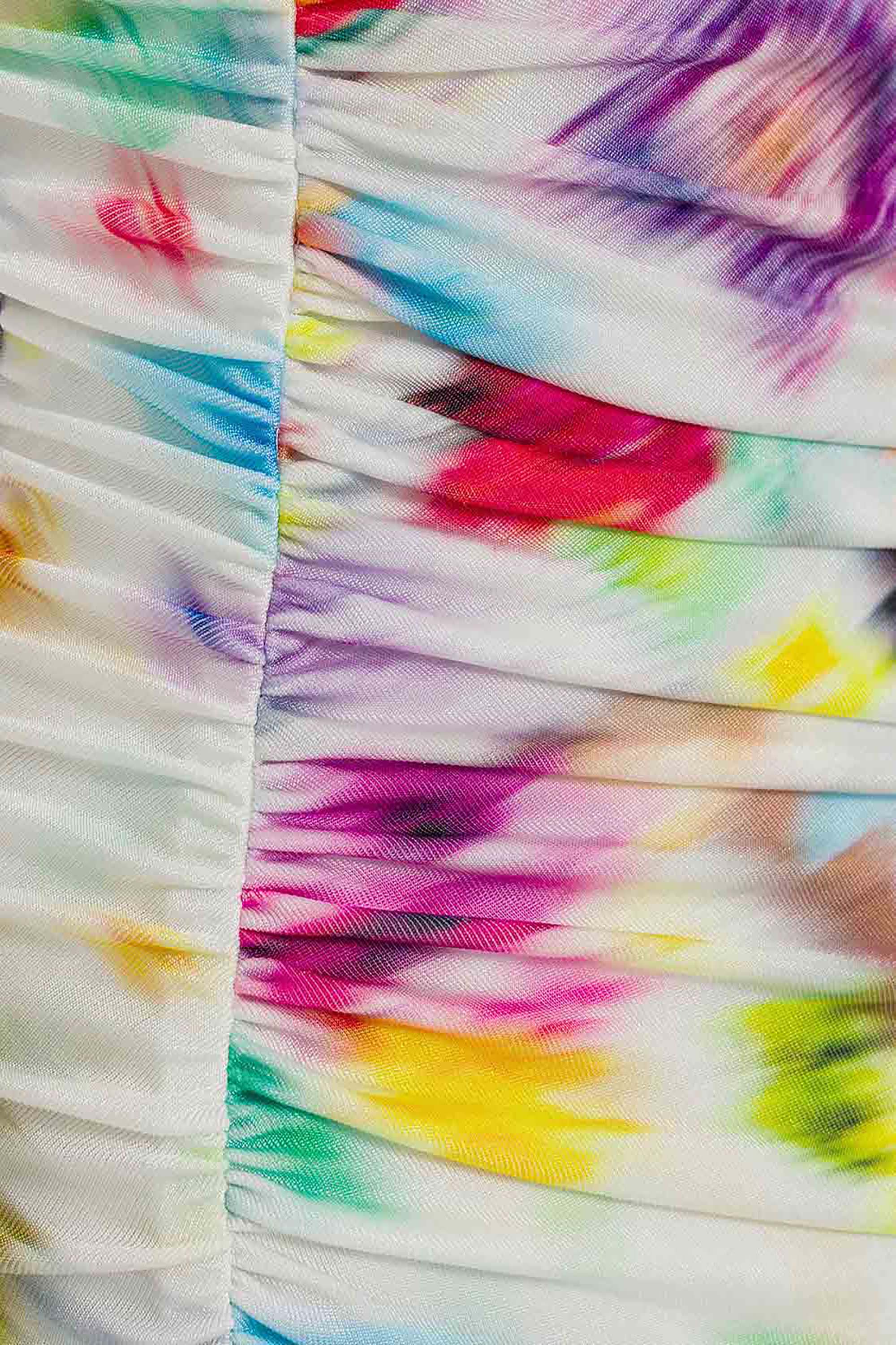 Printed Shoulder Pad Draped Dress (Final Sale)