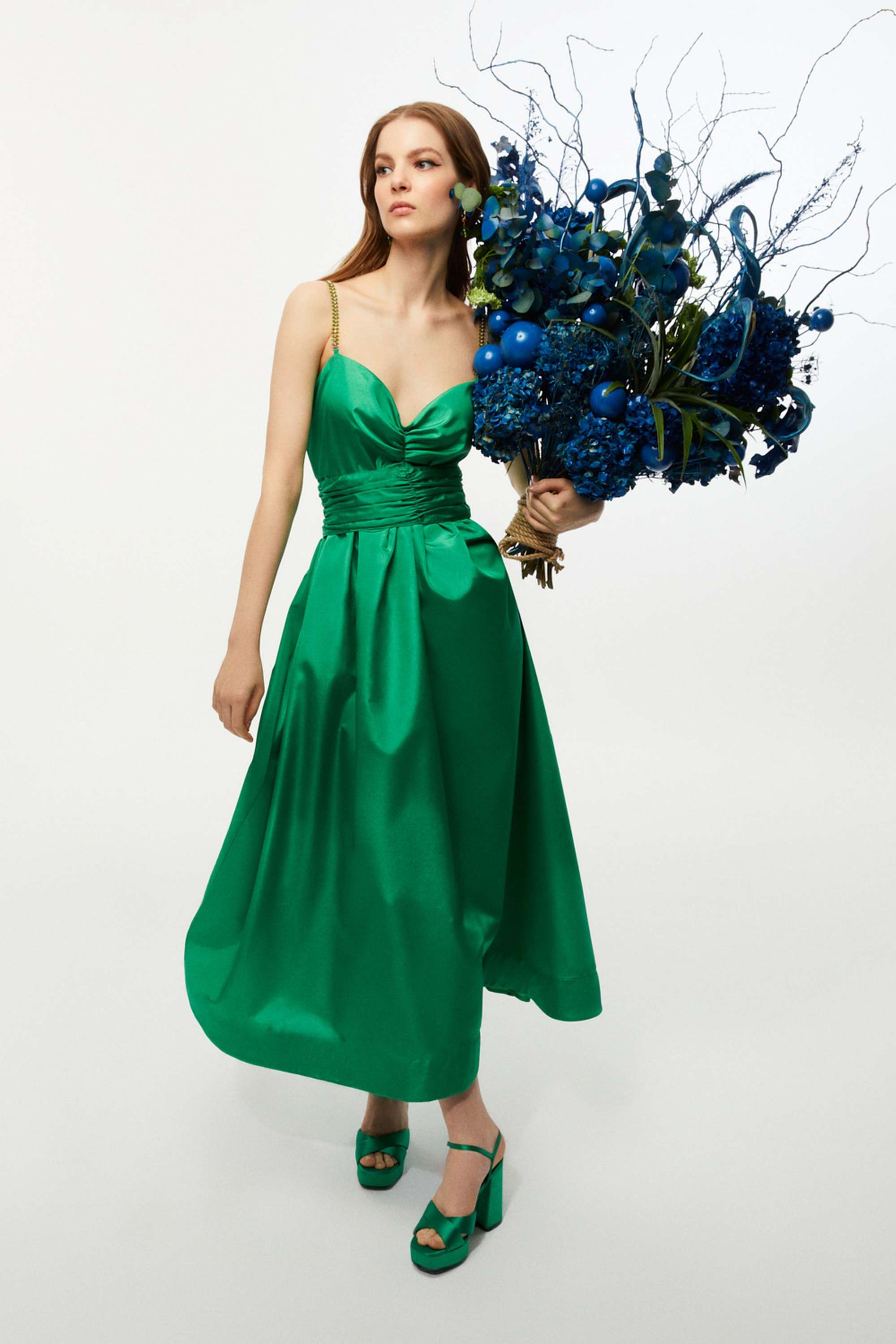 Stoned Thin Strap Taffeta Dress (Final Sale)