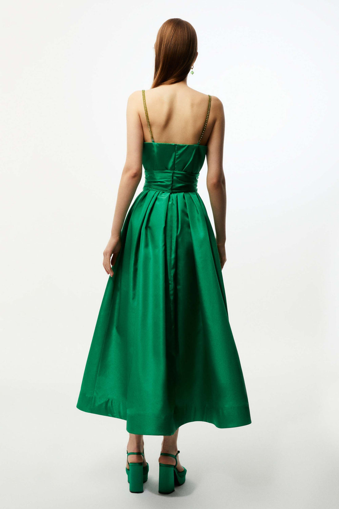 Stoned Thin Strap Taffeta Dress (Final Sale)