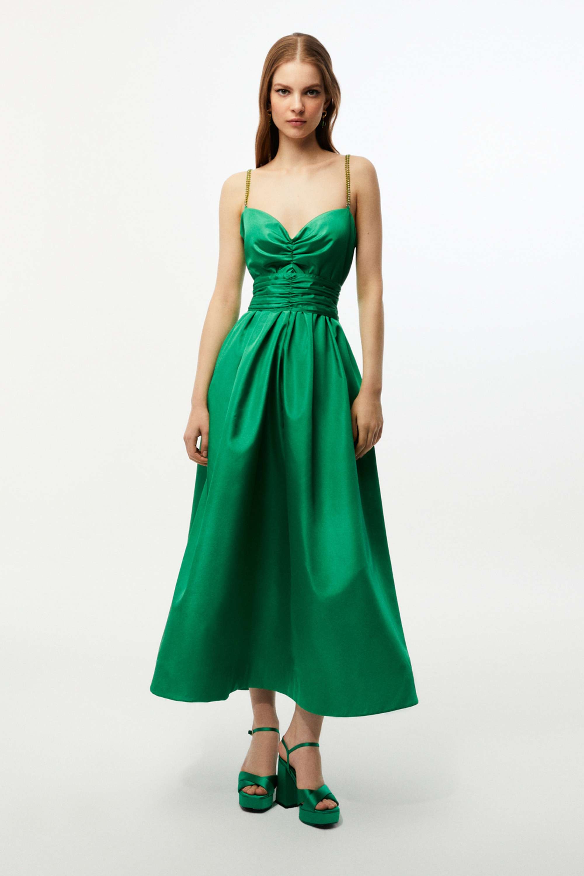 Stoned Thin Strap Taffeta Dress (Final Sale)