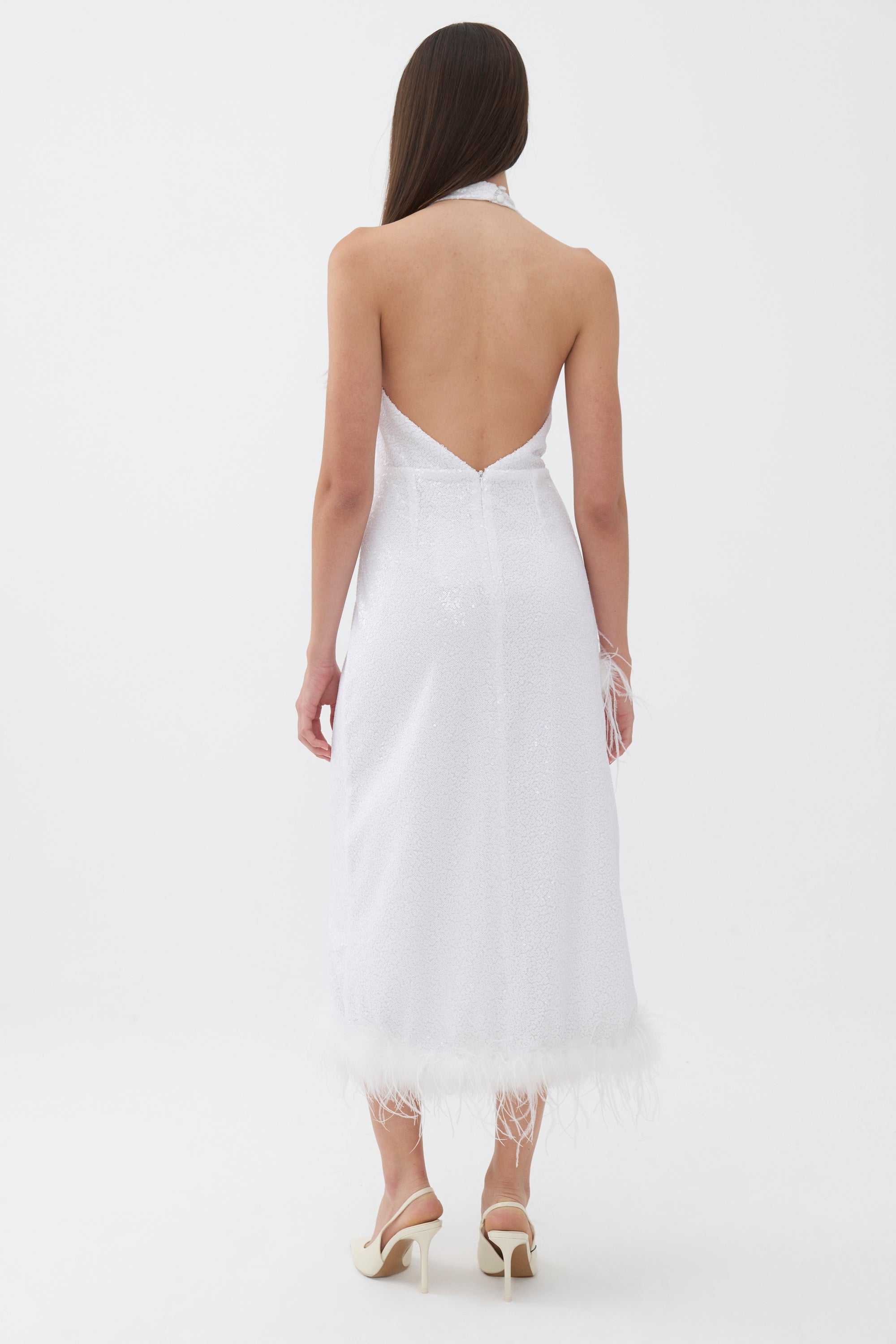 Sequined Otrisch Feather Detailed Dress