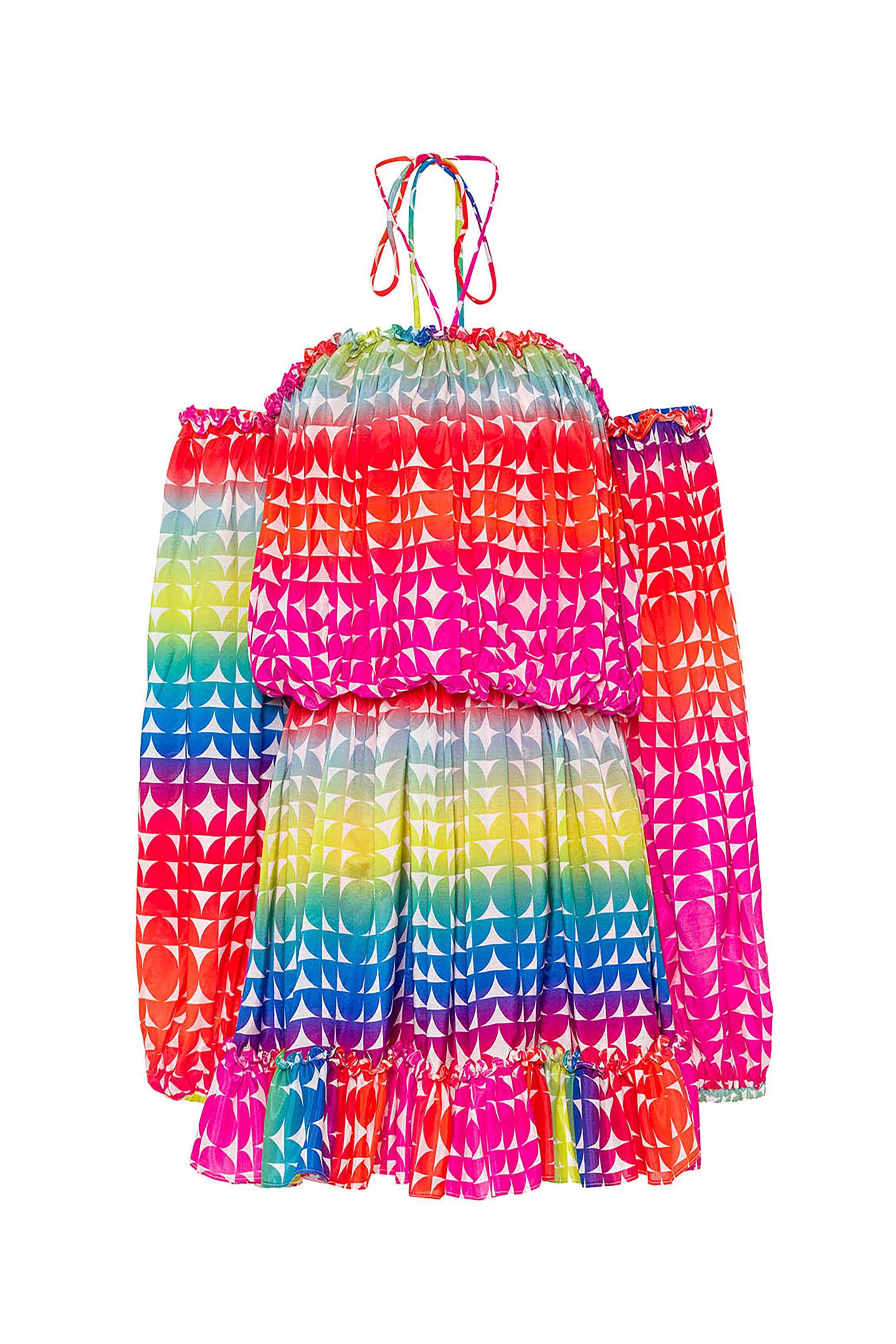 Balloon Sleeve Patterned Mini Dress (Final Sale)