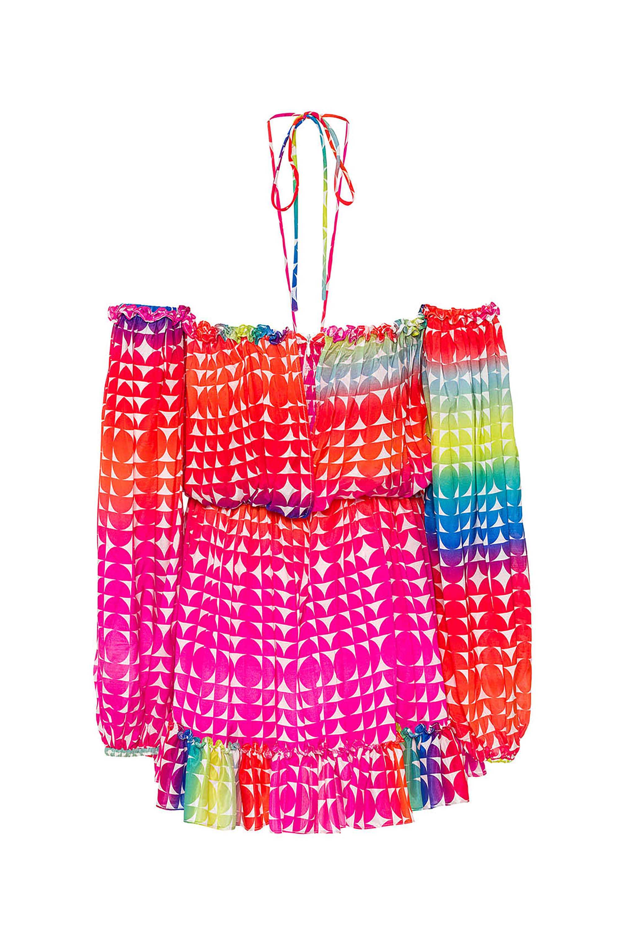 Balloon Sleeve Patterned Mini Dress (Final Sale)