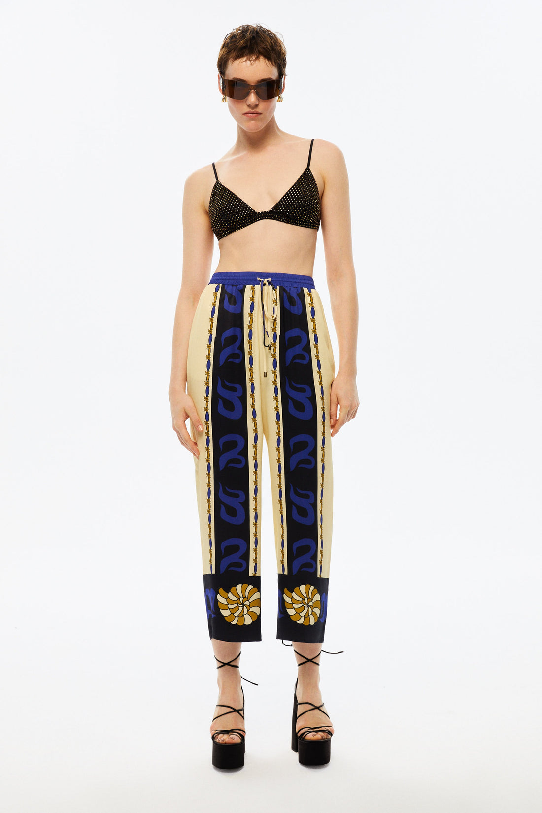 Wide-Leg Printed Satin Pants (Final Sale)
