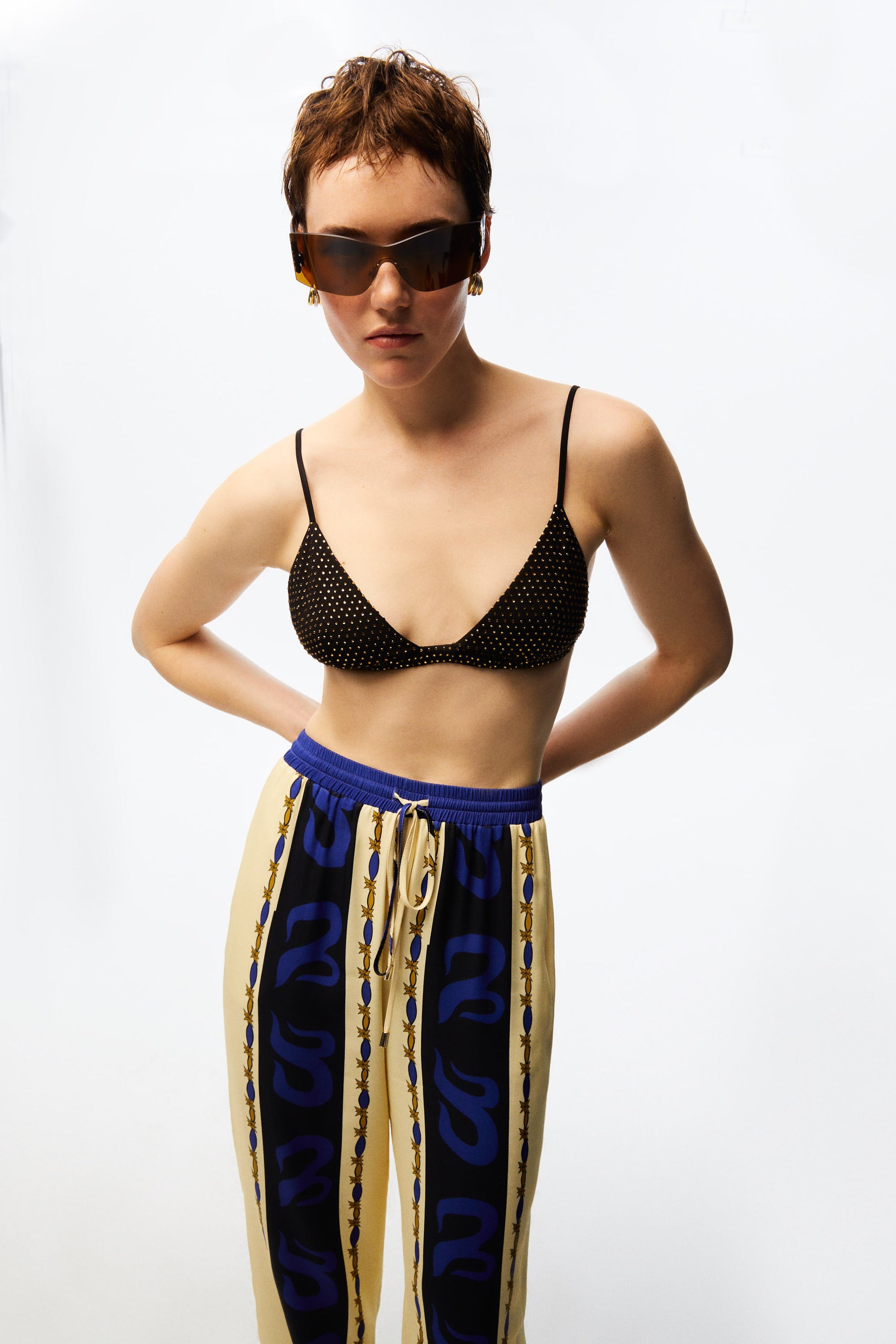 Wide-Leg Printed Satin Pants (Final Sale)