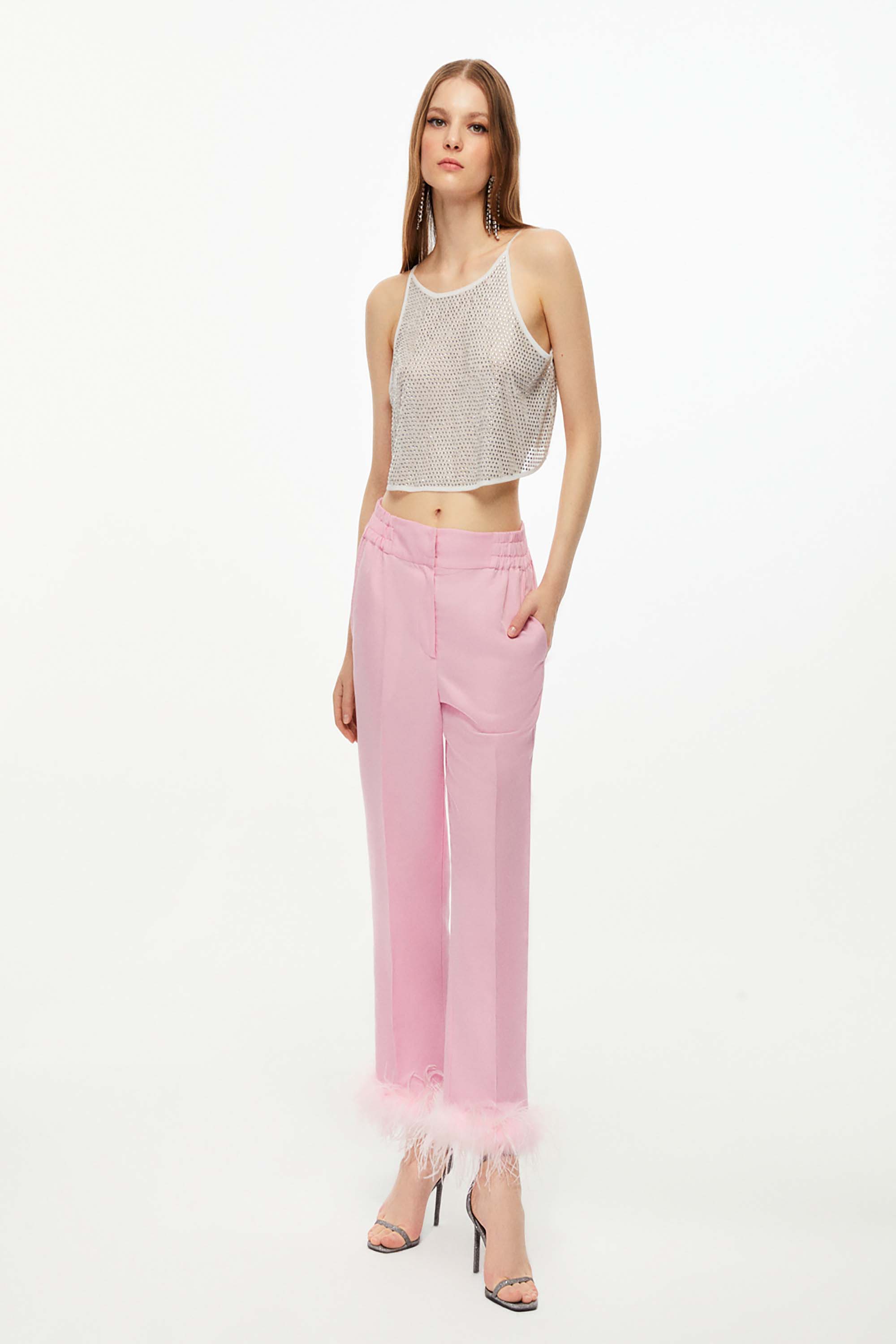 Feather Detailed Trousers (Final Sale)