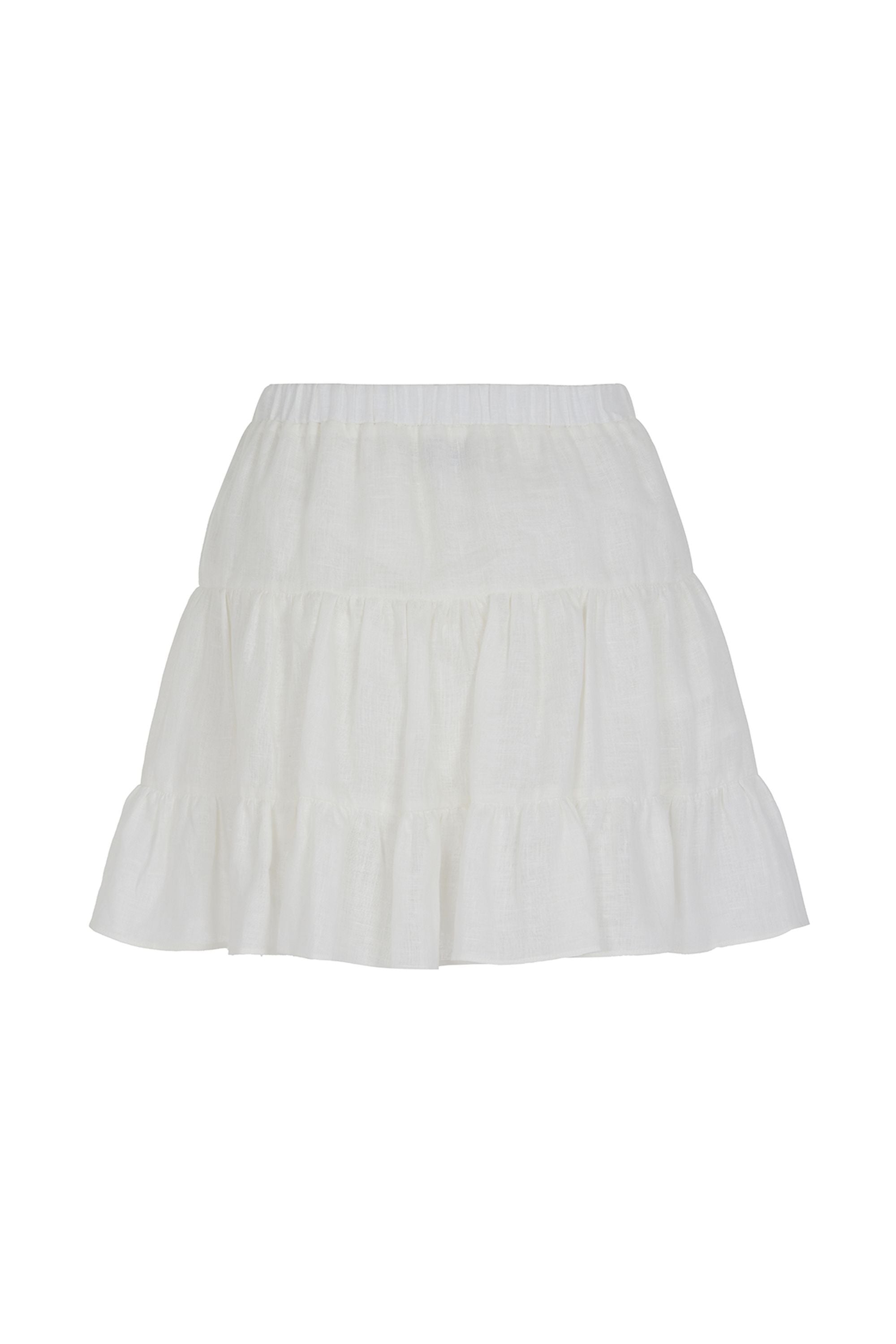 Flounced Linen Mini Skirt (Final Sale)