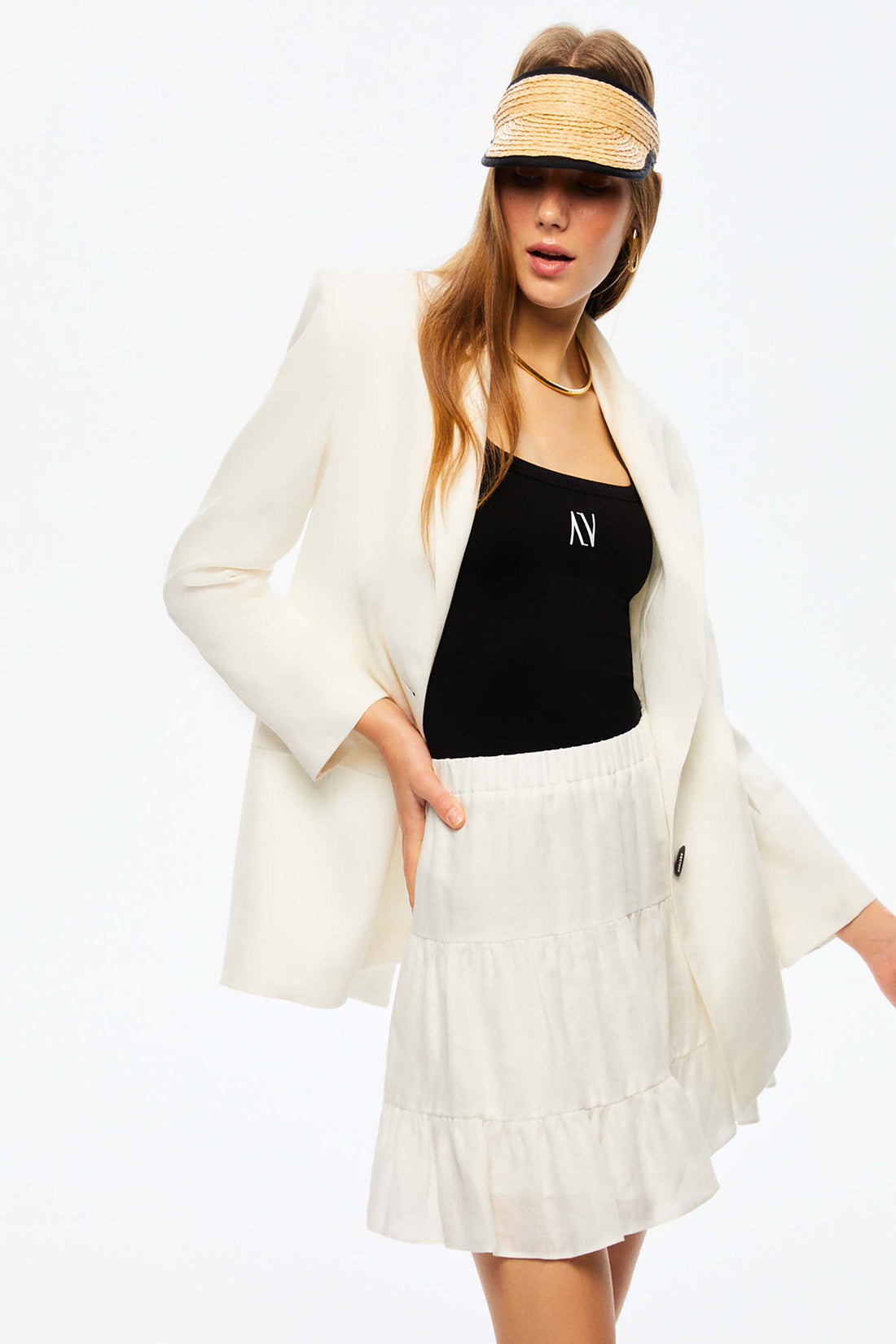 Double-Breasted Linen Jacket