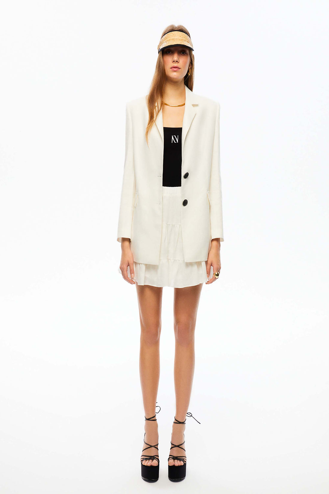 Double-Breasted Linen Jacket