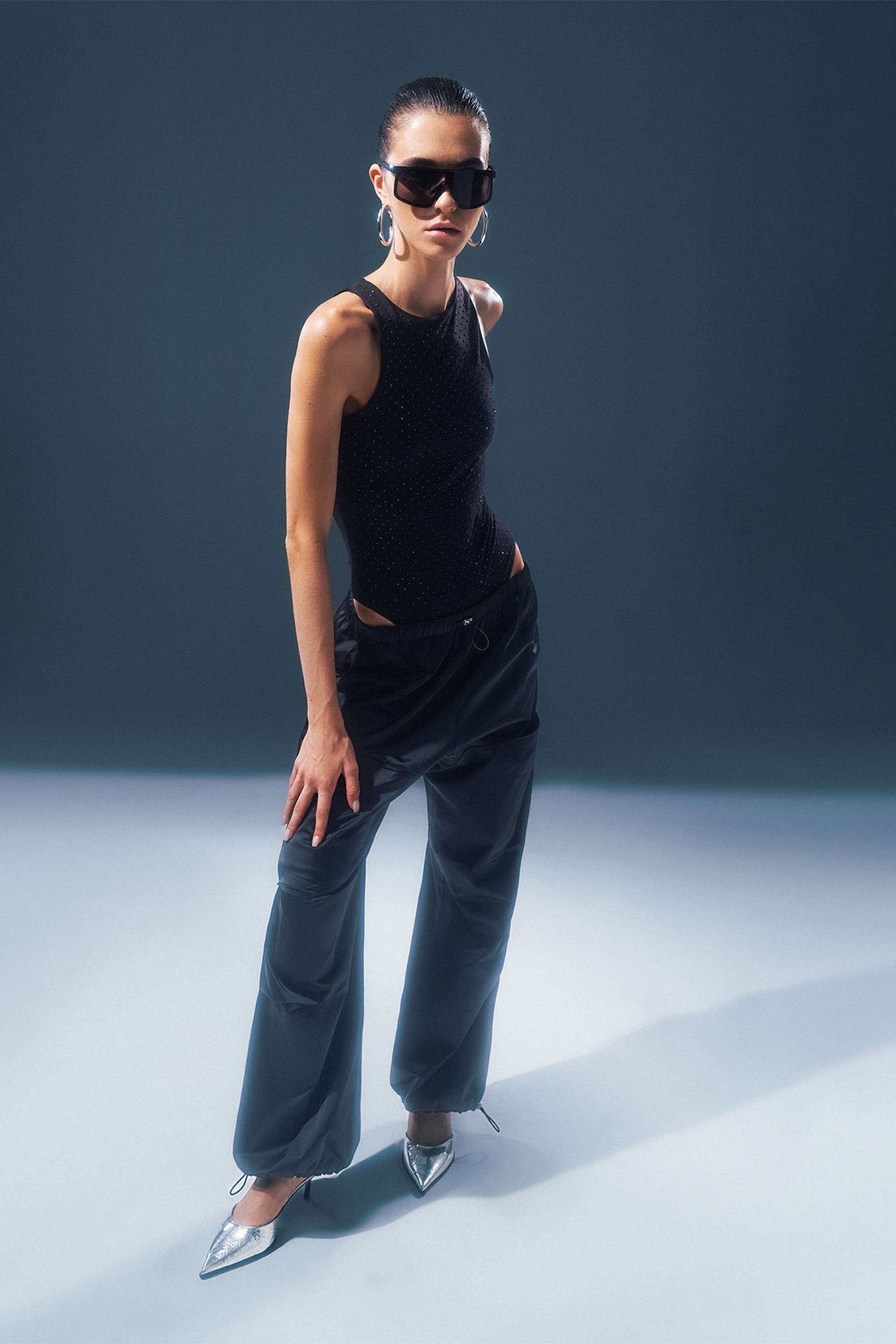 Pleated Satin Loose Fit Pants
