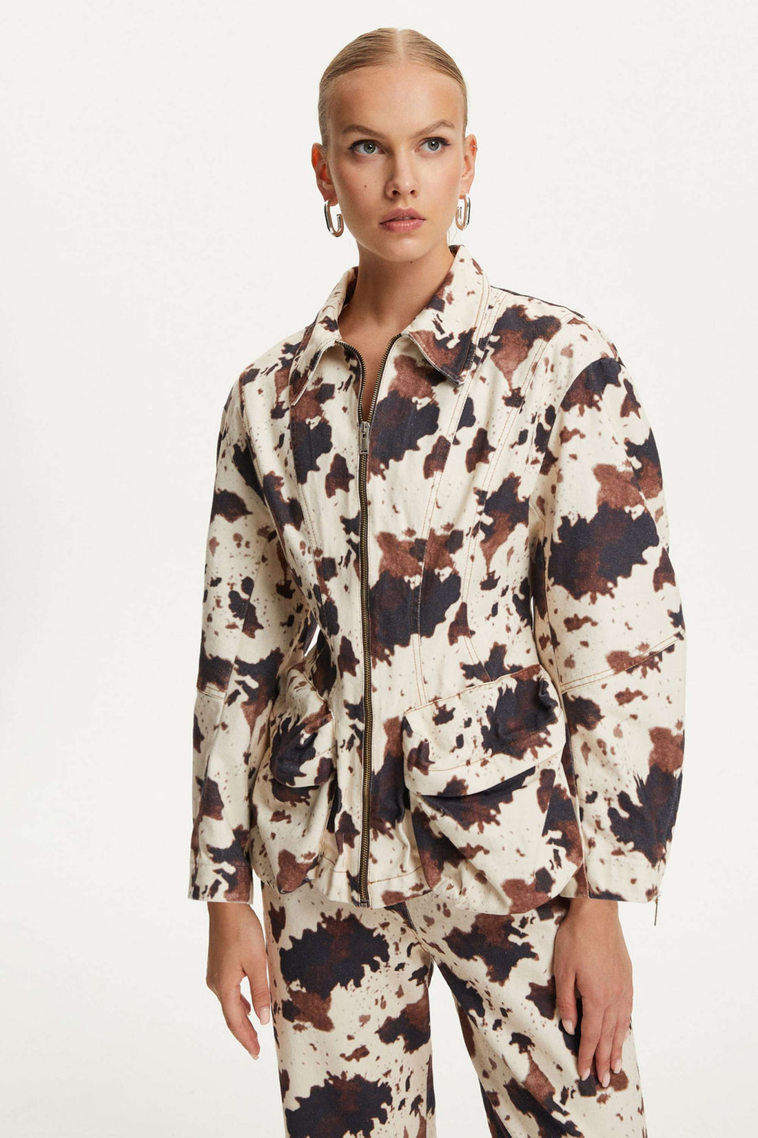 Patterned Pocket Pocket Jacket