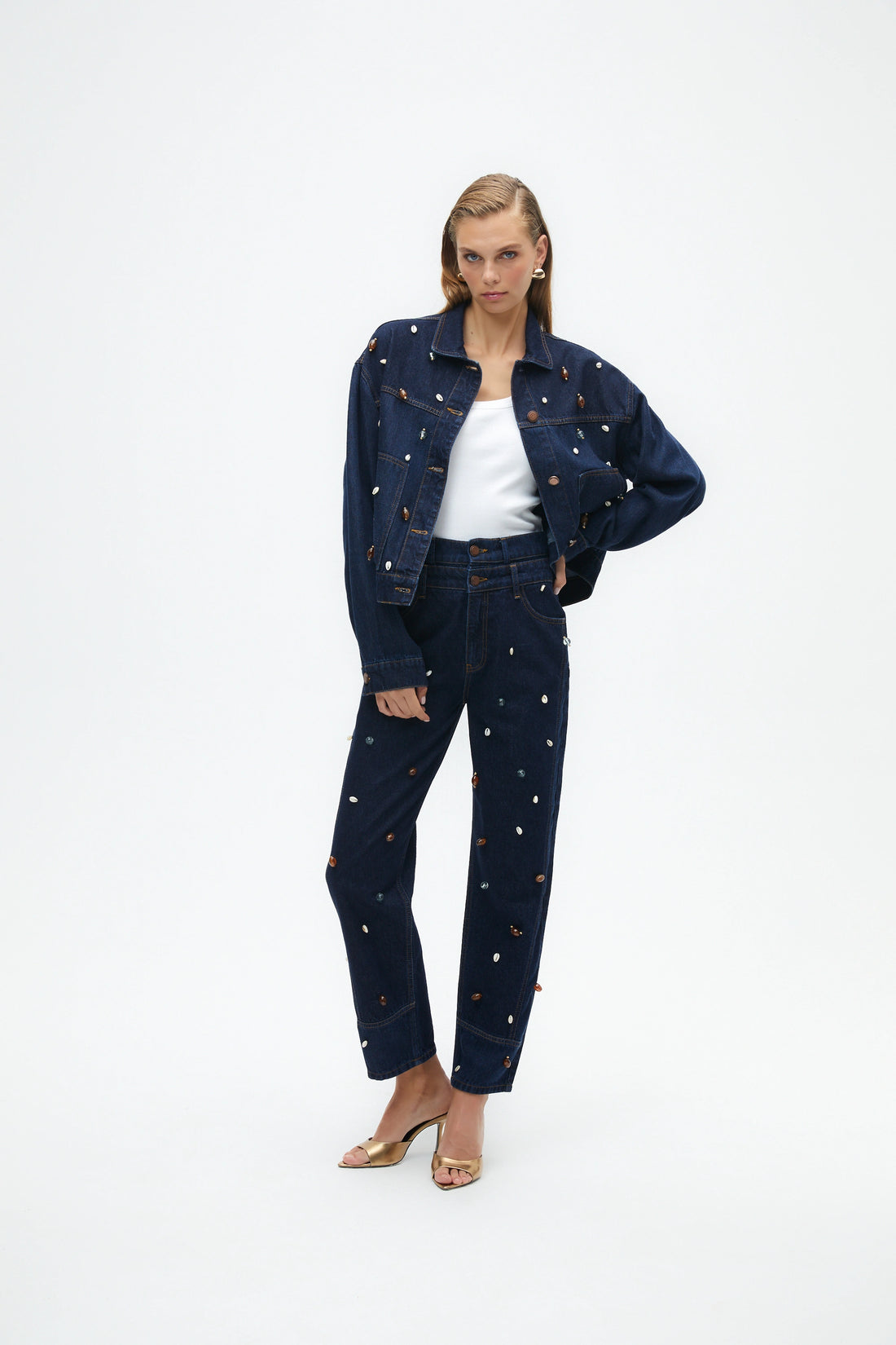Double Waist Accessory Detailed Jean Trousers (Final Sale)