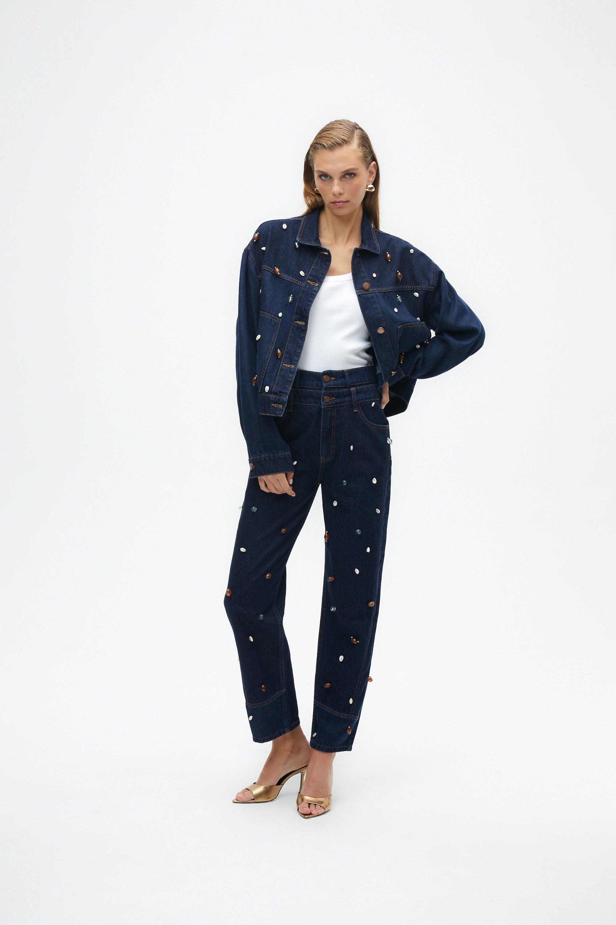 Double Waist Accessory Detailed Jean Trousers (Final Sale)