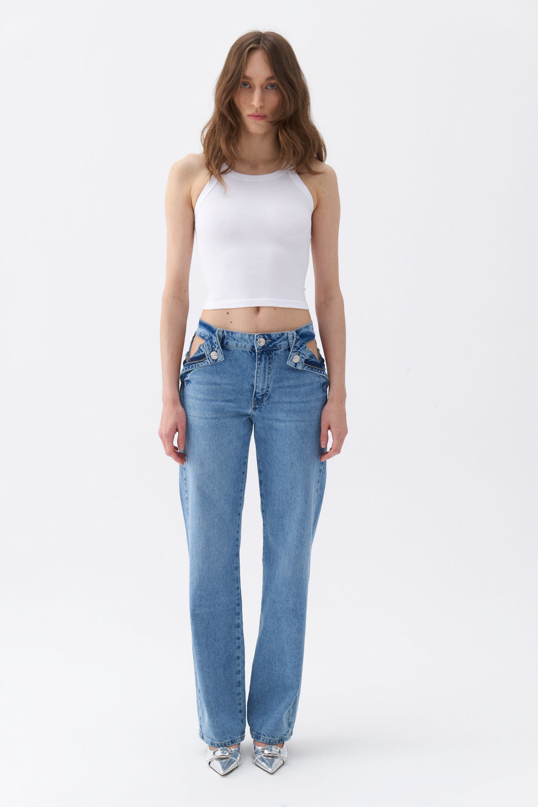 Zipper Closure Window Jean Trousers (Final Sale)