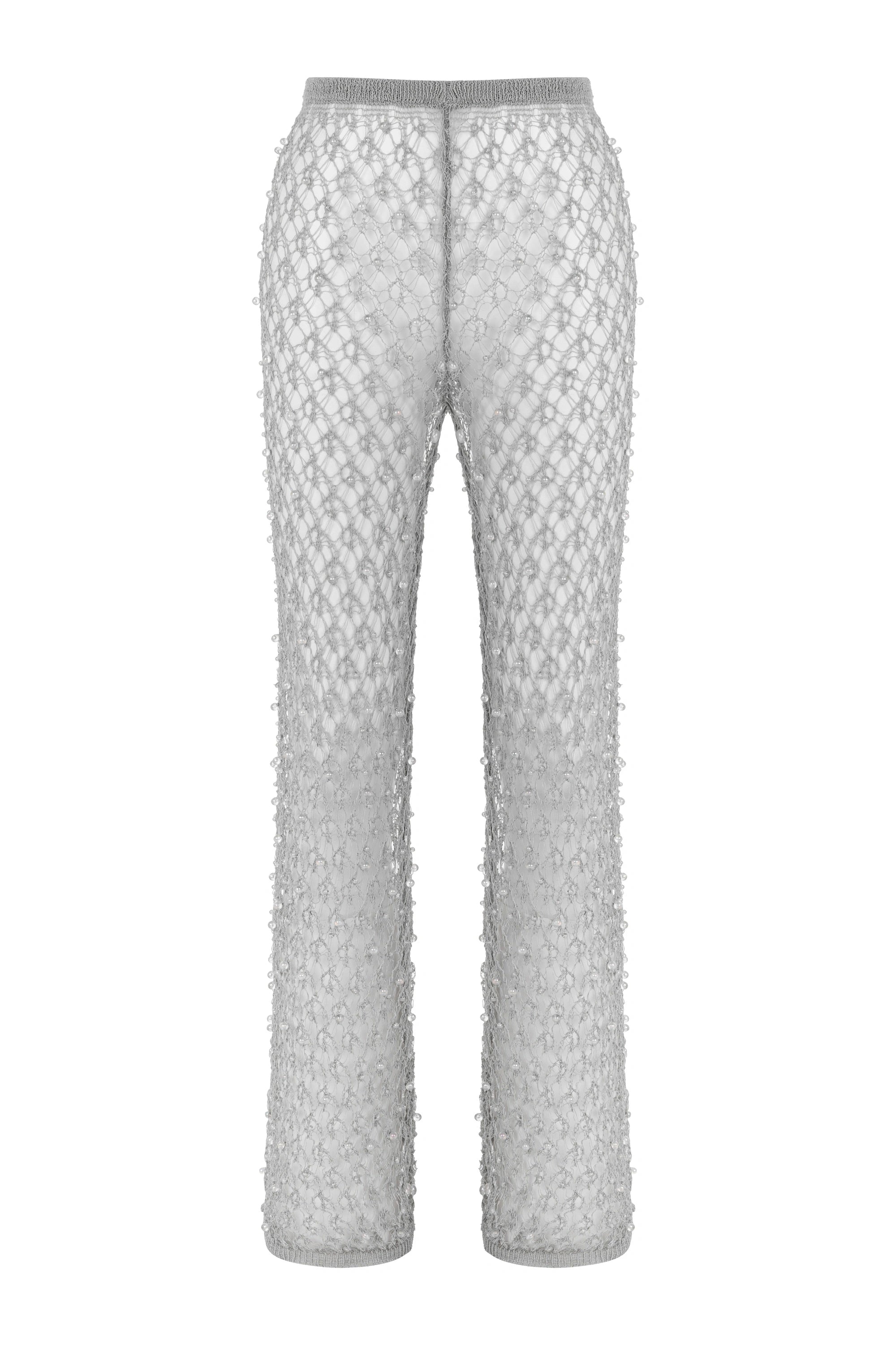 Shiny Thread Mesh Trousers