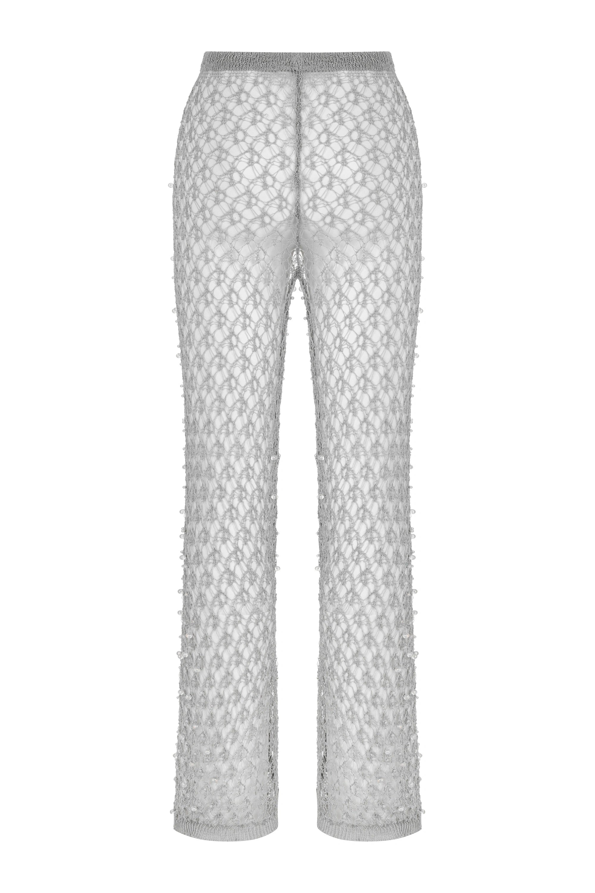 Shiny Thread Mesh Trousers
