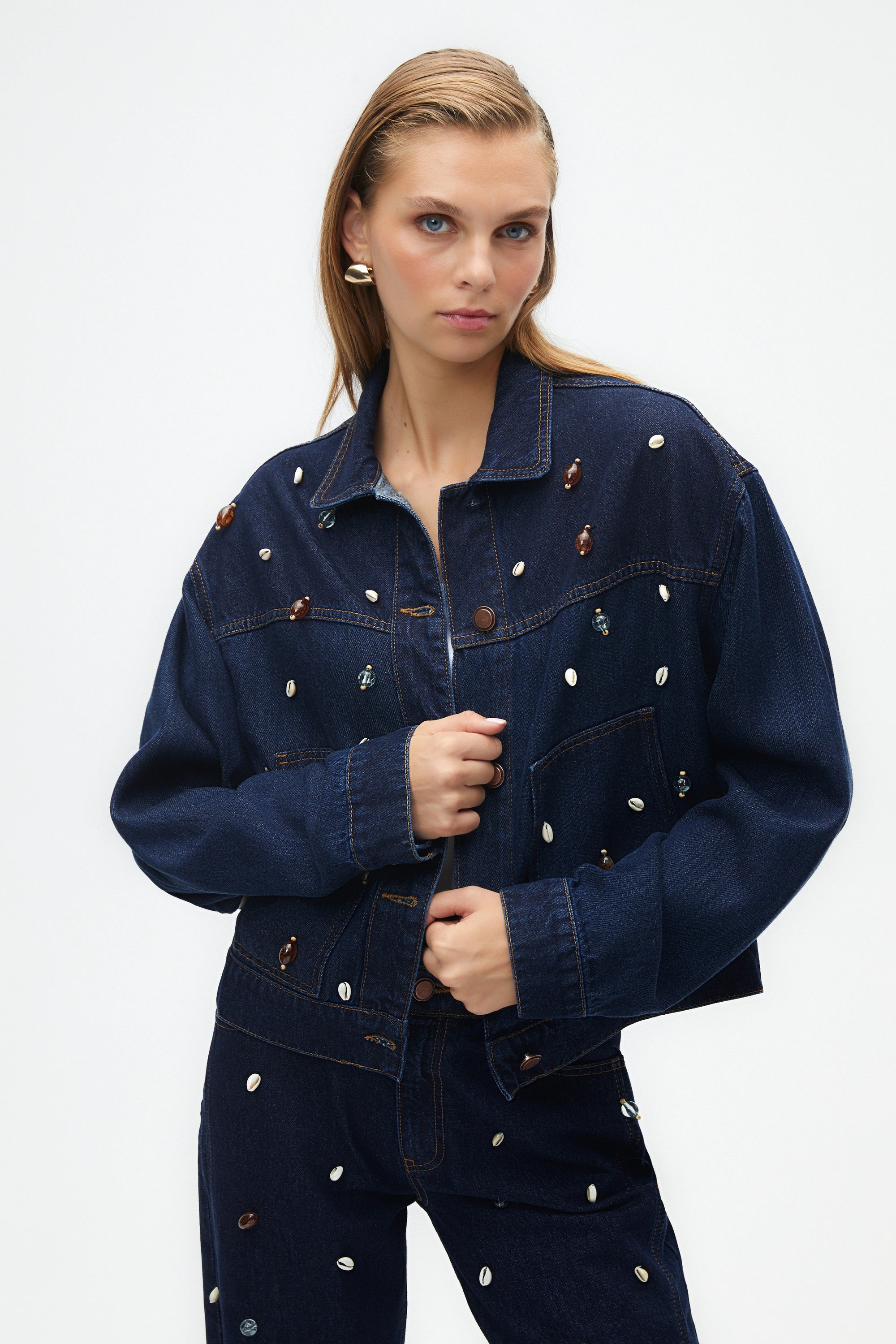 Shell Design Jean Jacket (Final Sale)