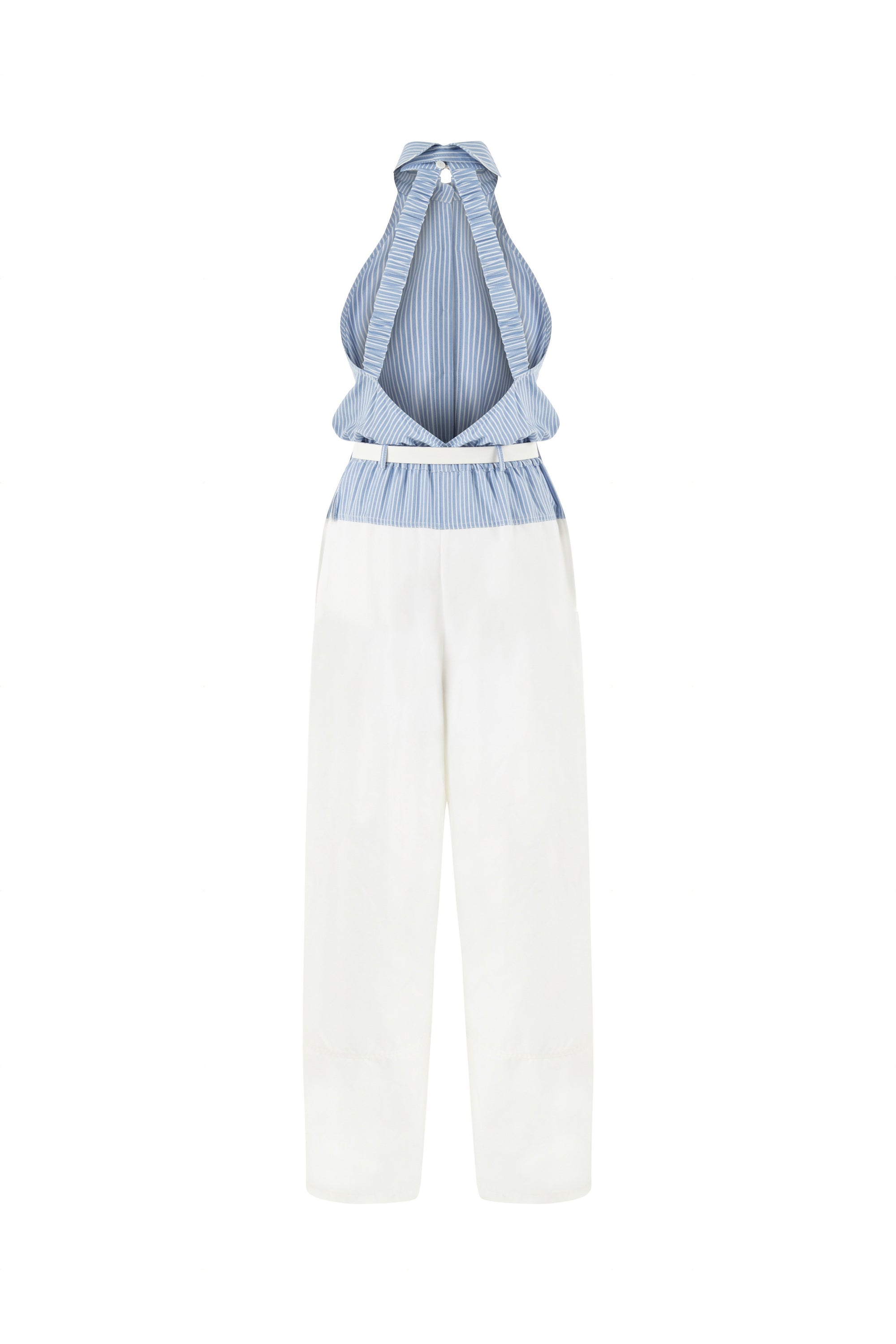 Halter Collar Jumpsuit with Tie Design