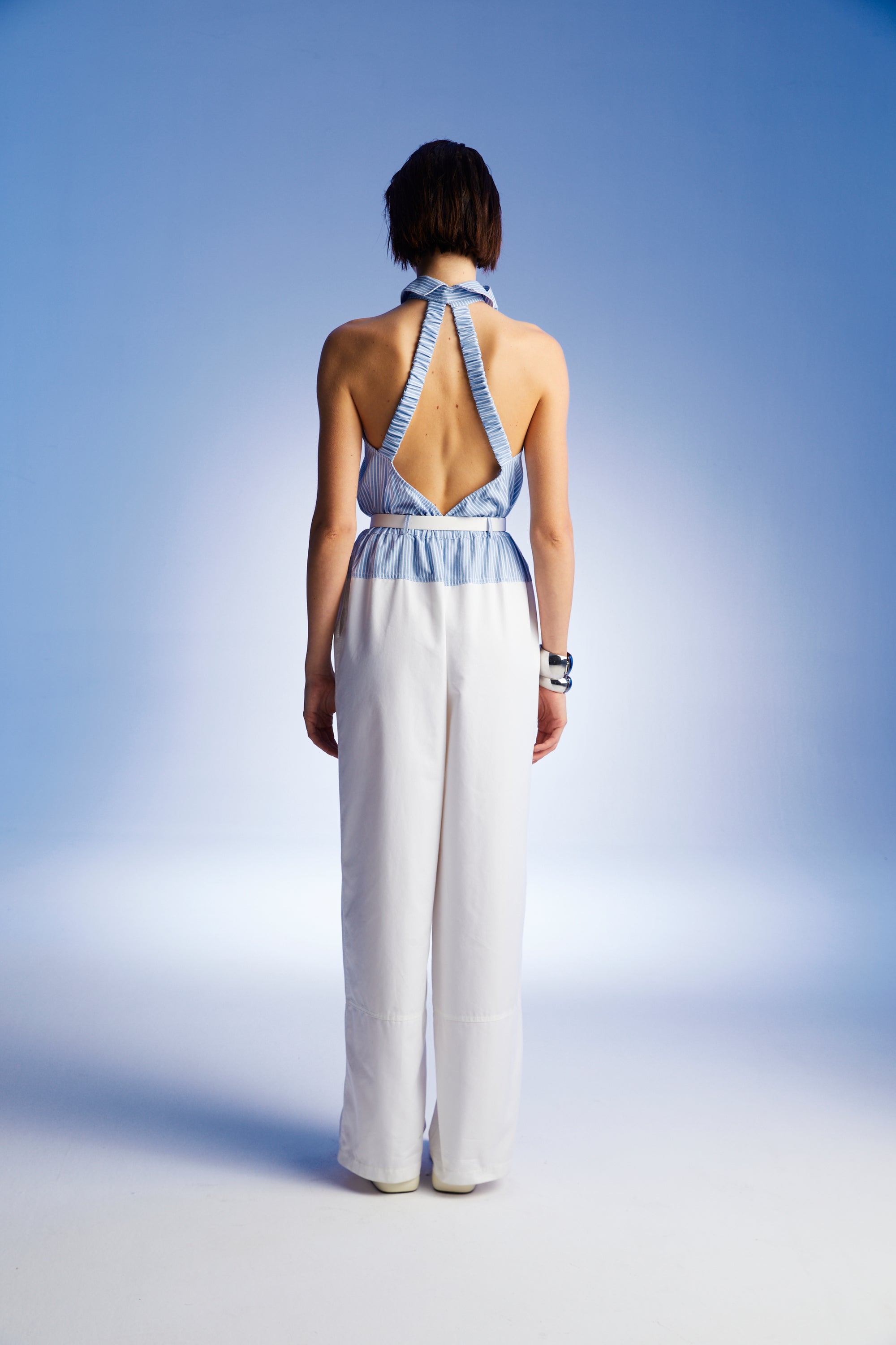 Halter Collar Jumpsuit with Tie Design