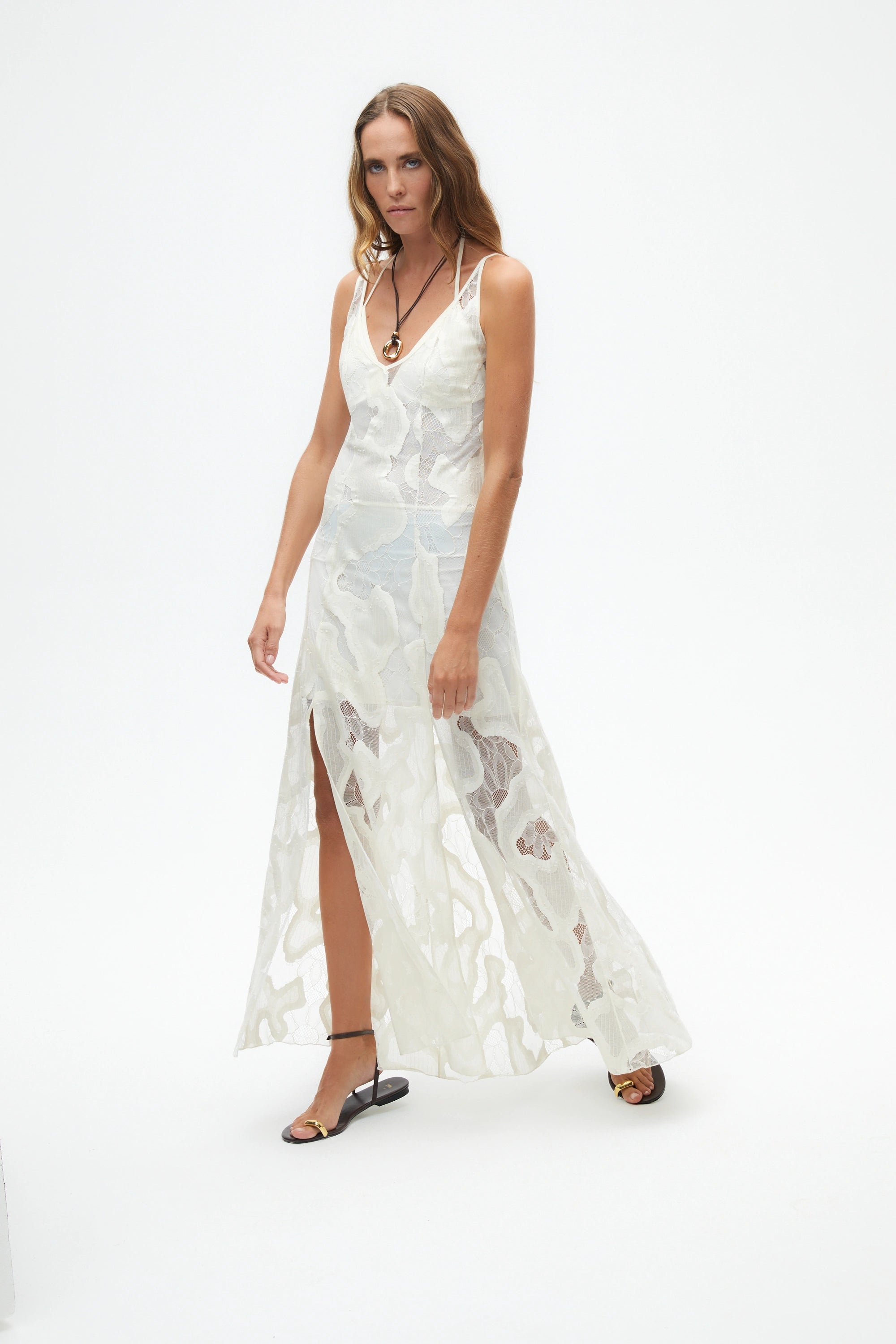 Scallop Embroidered Long Dress