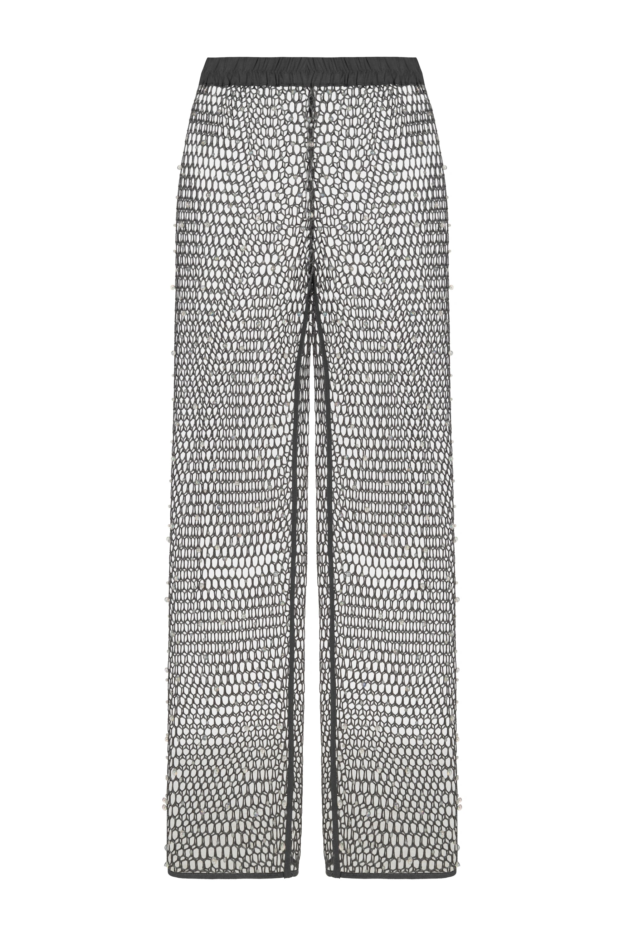 Shimmering Threaded Mesh Pants