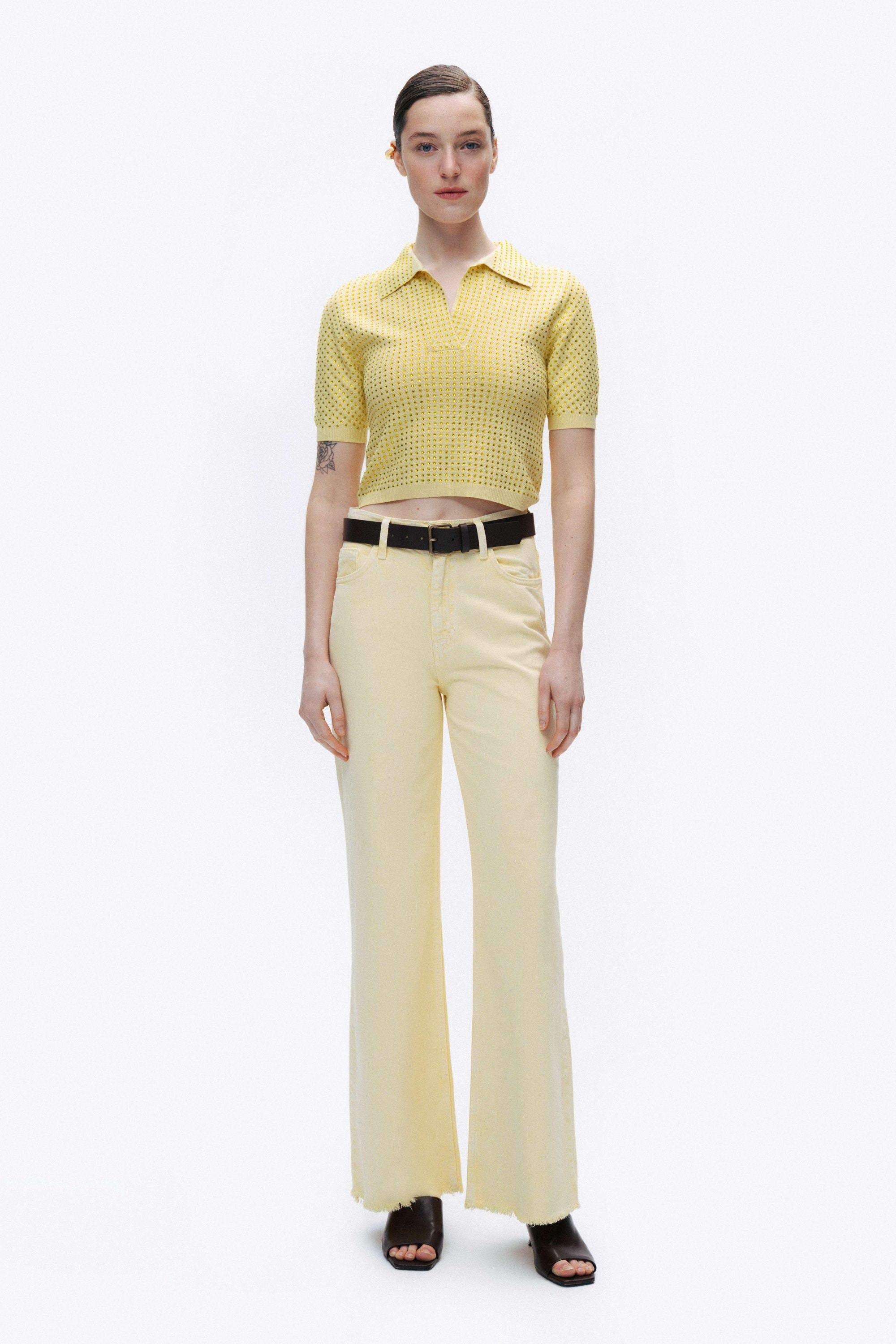 Yellow Wide Leg Jeans