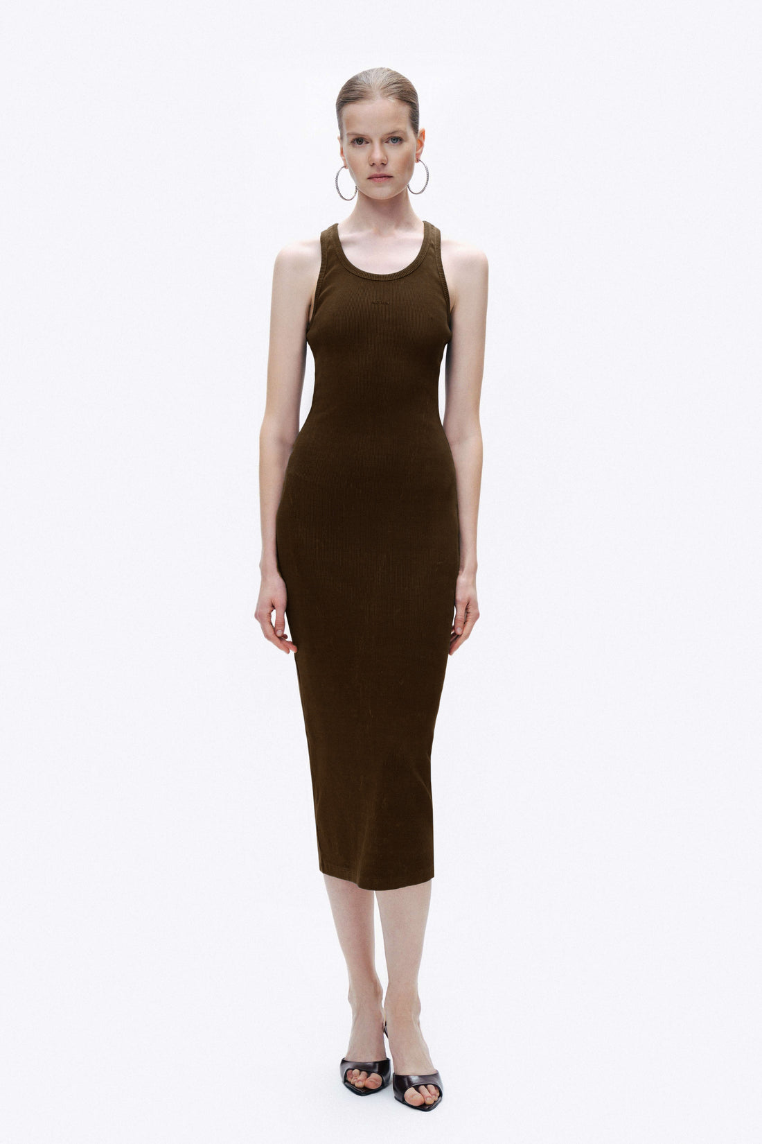 Brown Printed Detail Maxi Dress
