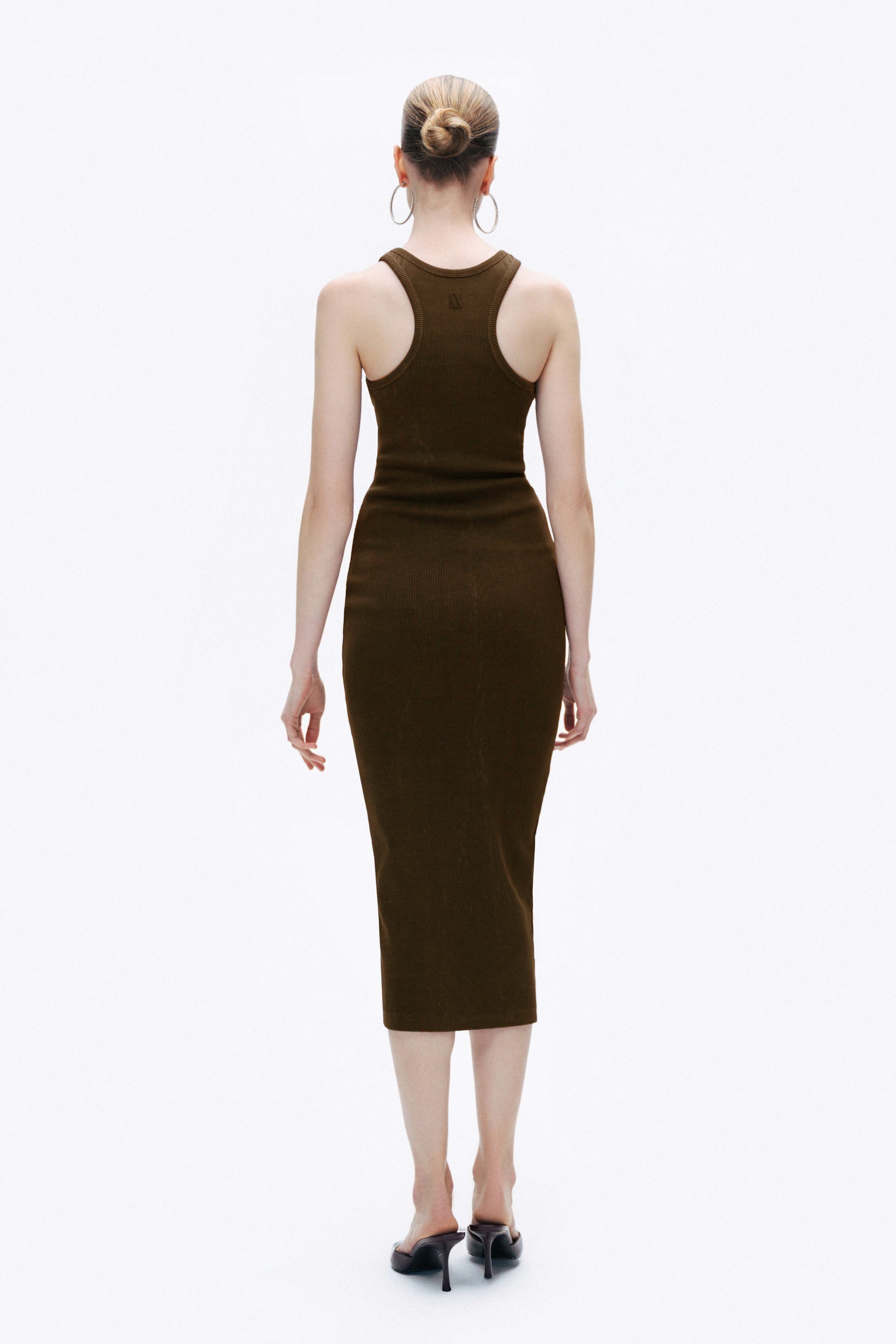 Brown Printed Detail Maxi Dress