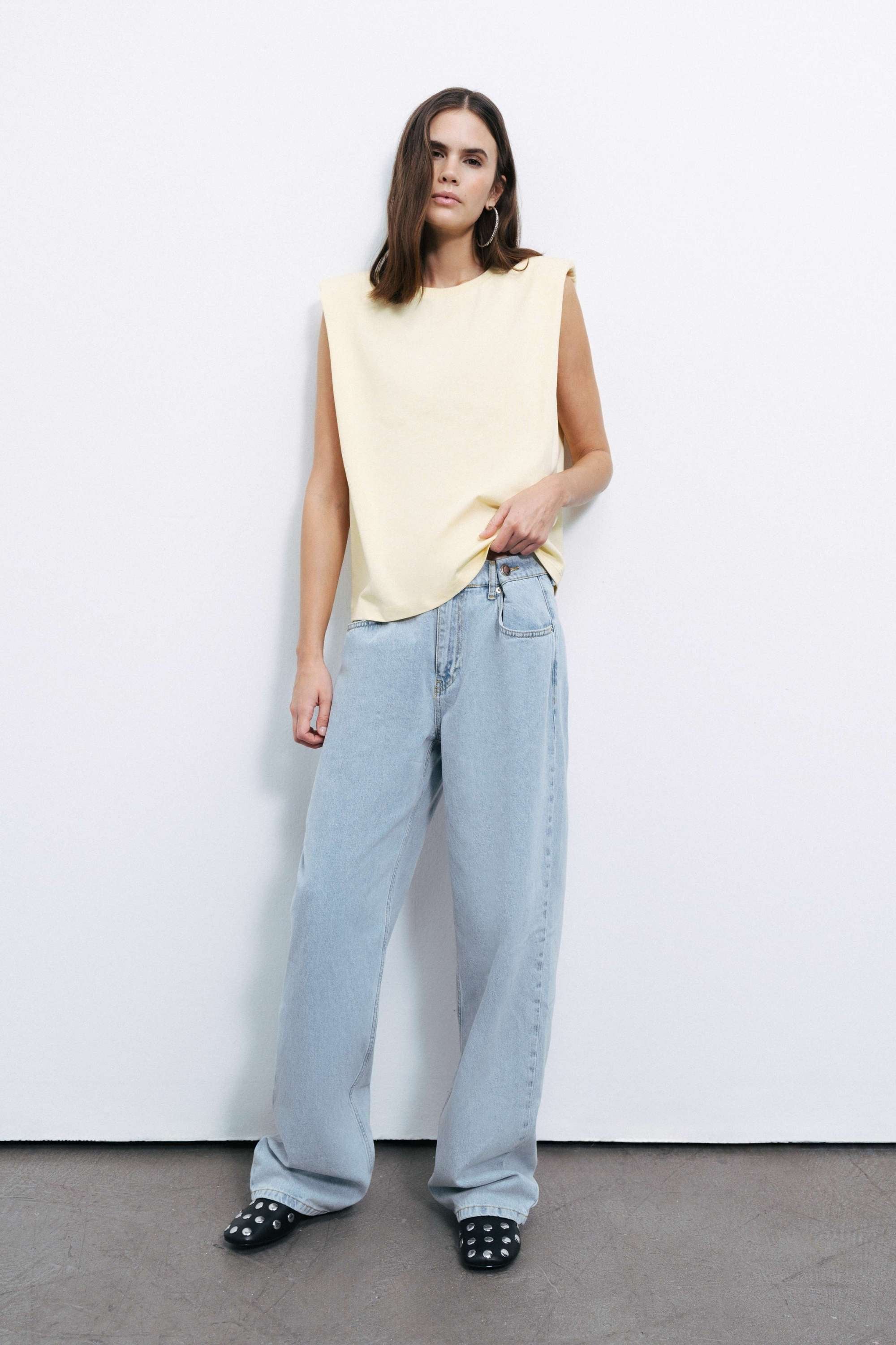 Yellow Padded Basic T-Shirt