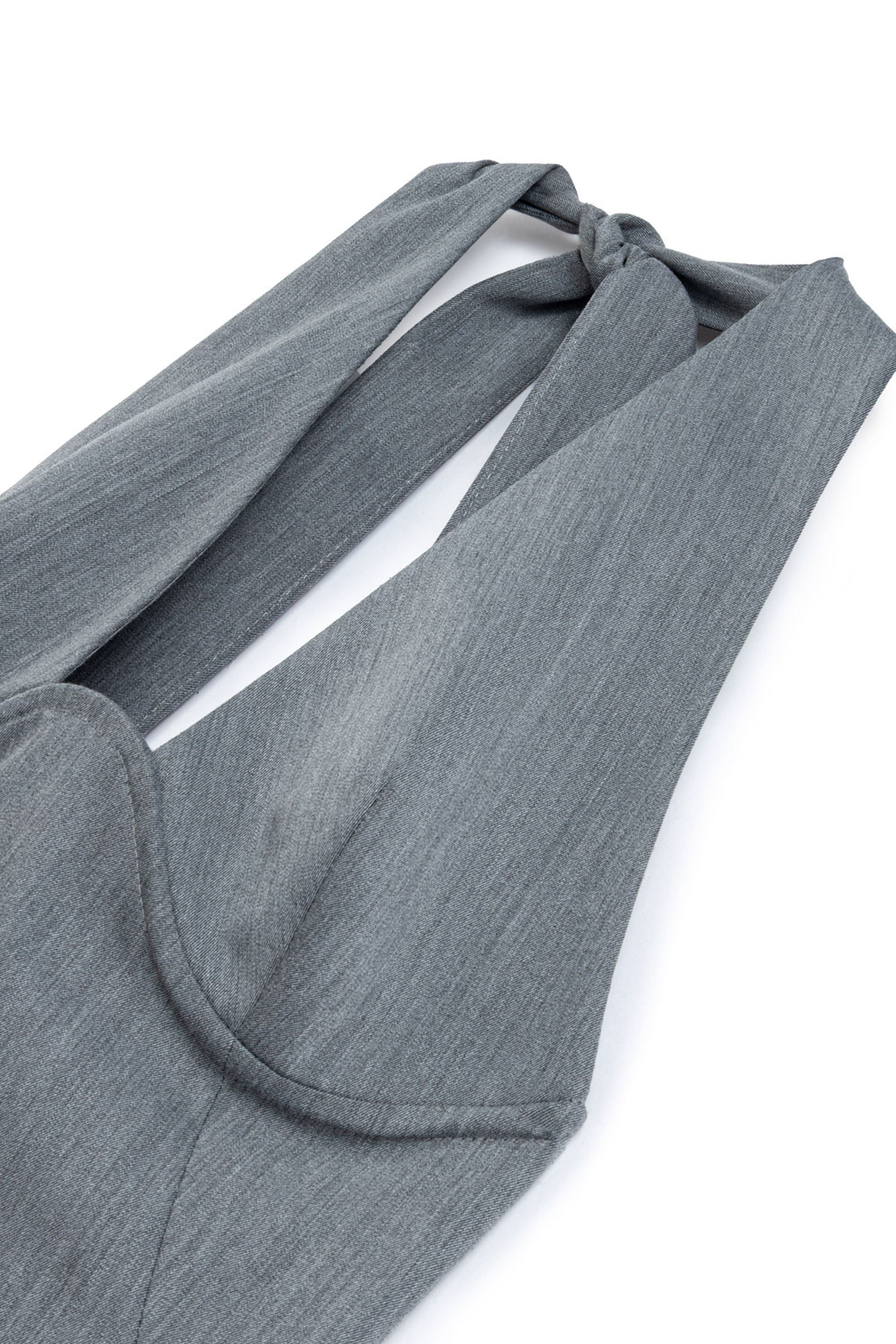 Anthracite Tie Neck Asymmetrical Midi Dress