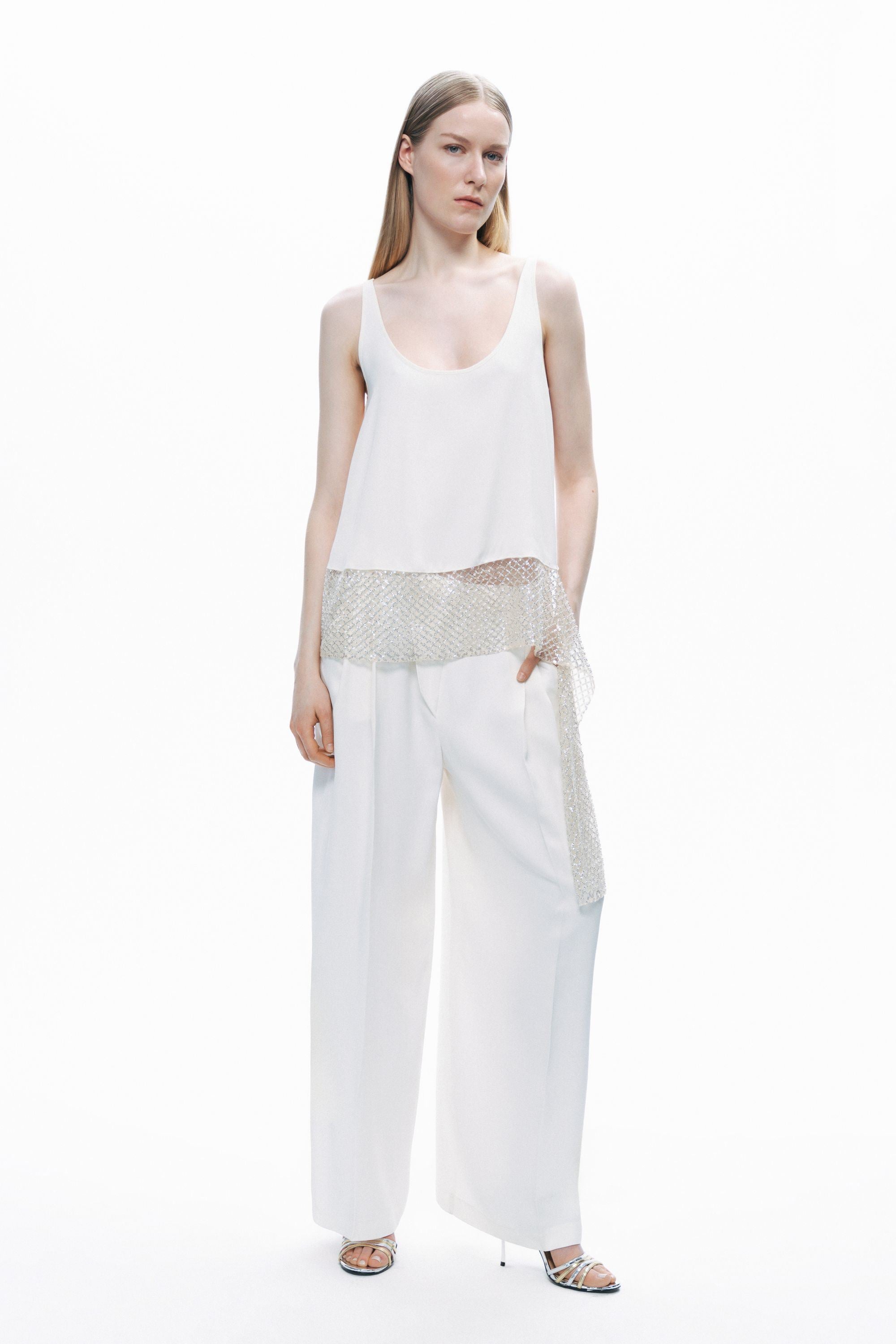 Ecru Tie Detail Blouse